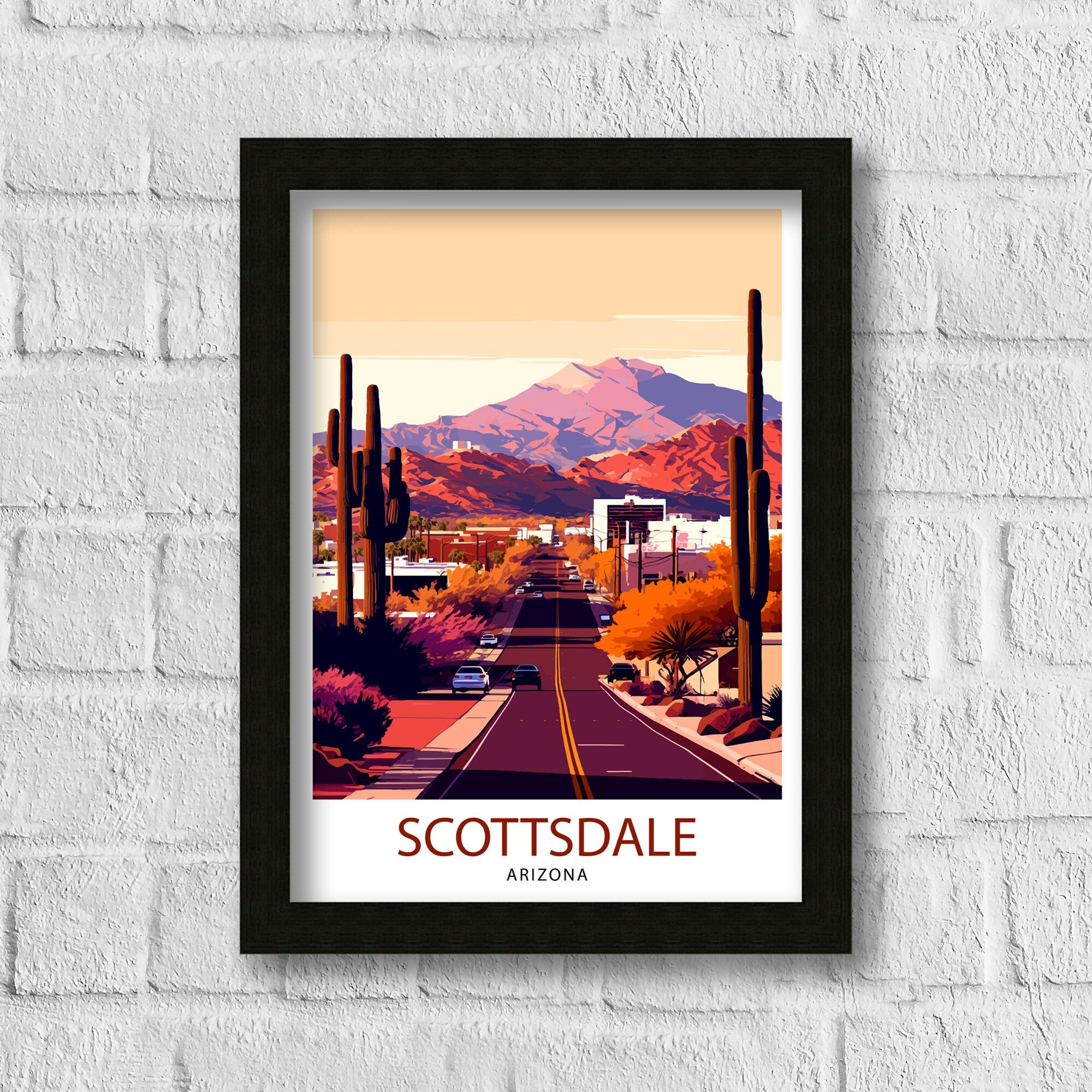 Scottsdale Arizona Travel Poster Scottsdale Wall Art Arizona Desert Print Southwest Travel Decor Scottsdale Illustration Arizona Art Print
