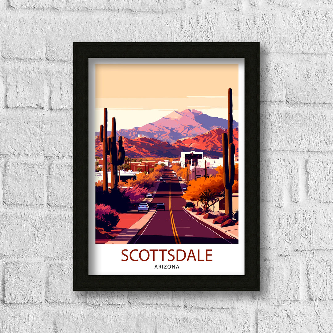 Scottsdale Arizona Travel Poster Scottsdale Wall Art Arizona Desert Poster Southwest Travel Decor Scottsdale Illustration Arizona Art Poster