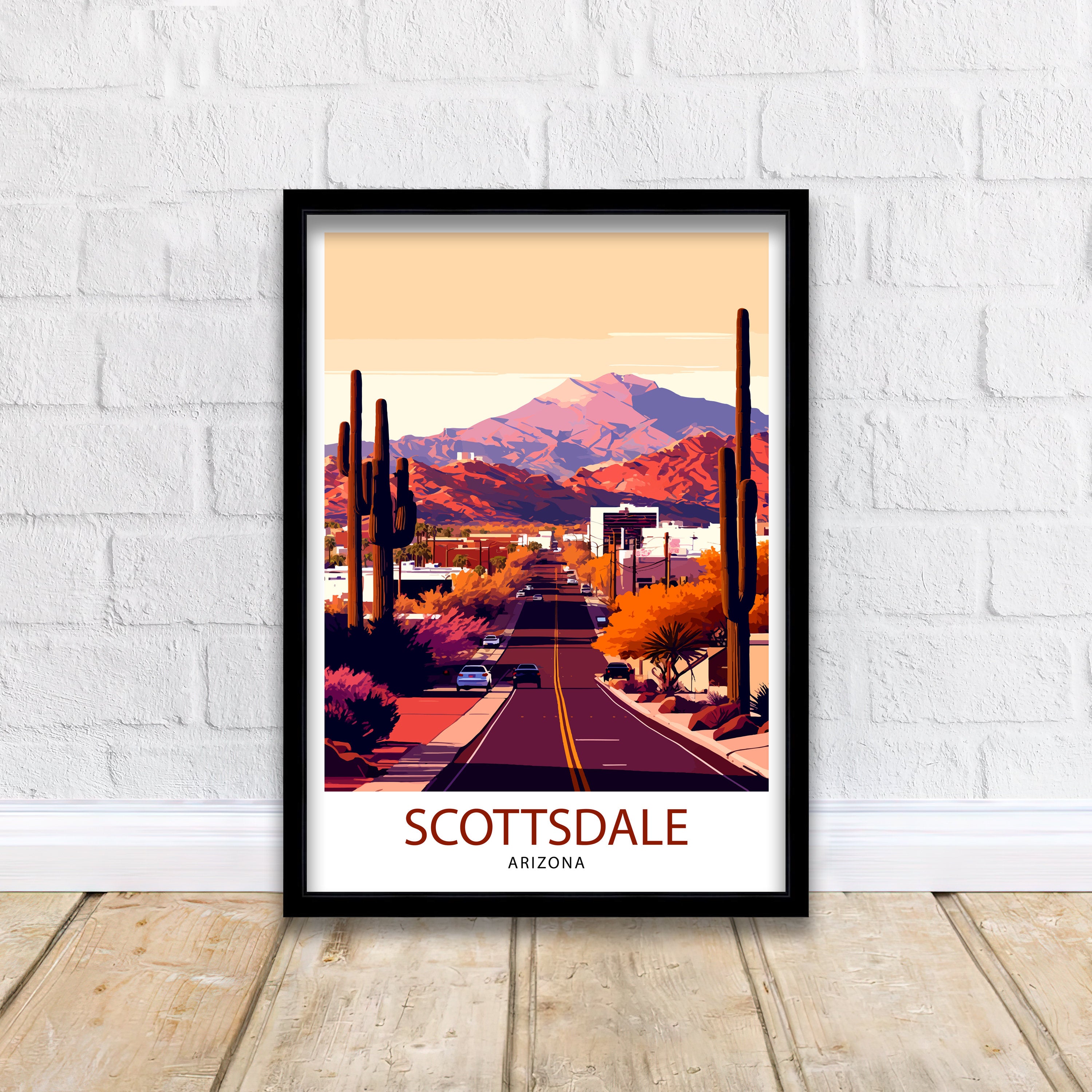 Scottsdale Arizona Travel Poster Scottsdale Wall Art Arizona Desert Print Southwest Travel Decor Scottsdale Illustration Arizona Art Print