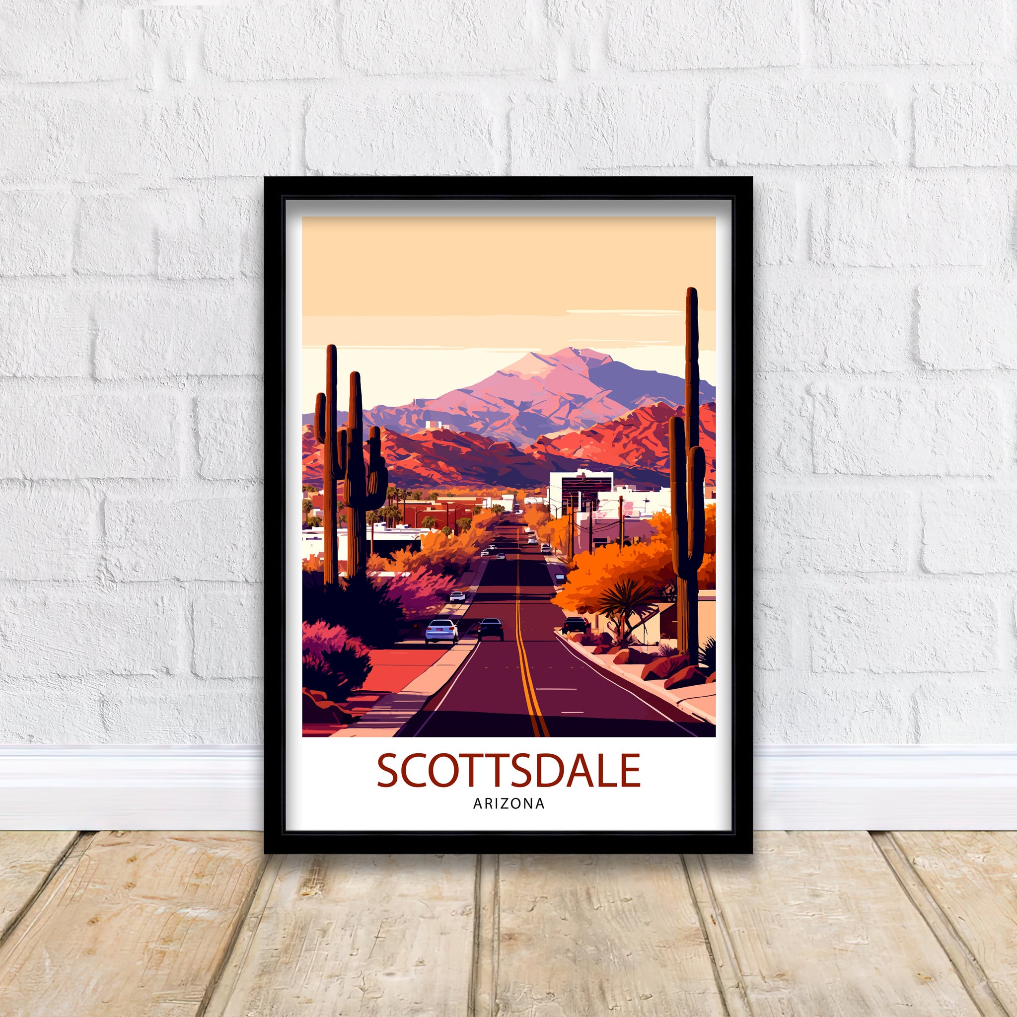 Scottsdale Arizona Travel Poster Scottsdale Wall Art Arizona Desert Print Southwest Travel Decor Scottsdale Illustration Arizona Art Print