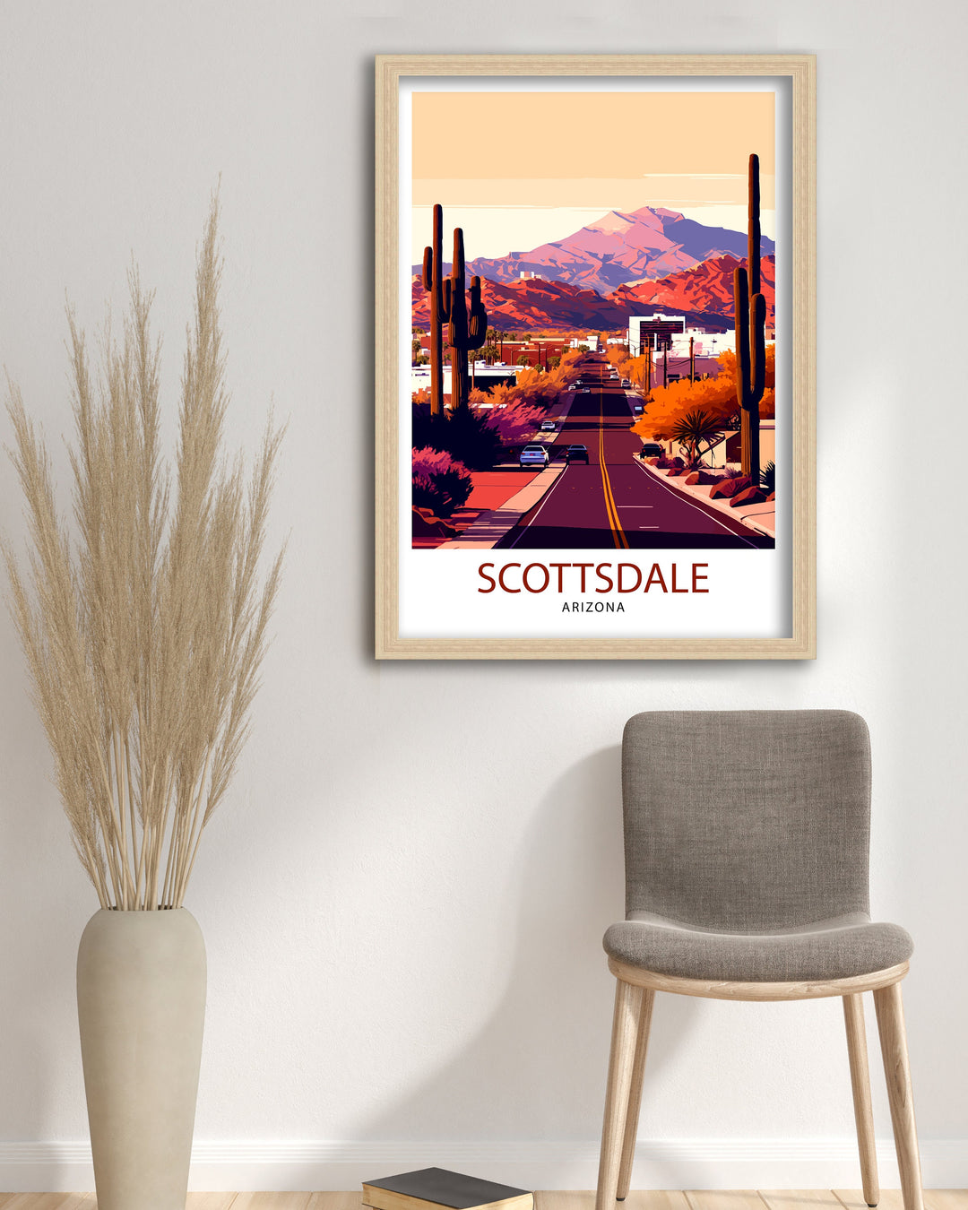 Scottsdale Arizona Travel Poster Scottsdale Wall Art Arizona Desert Poster Southwest Travel Decor Scottsdale Illustration Arizona Art Poster