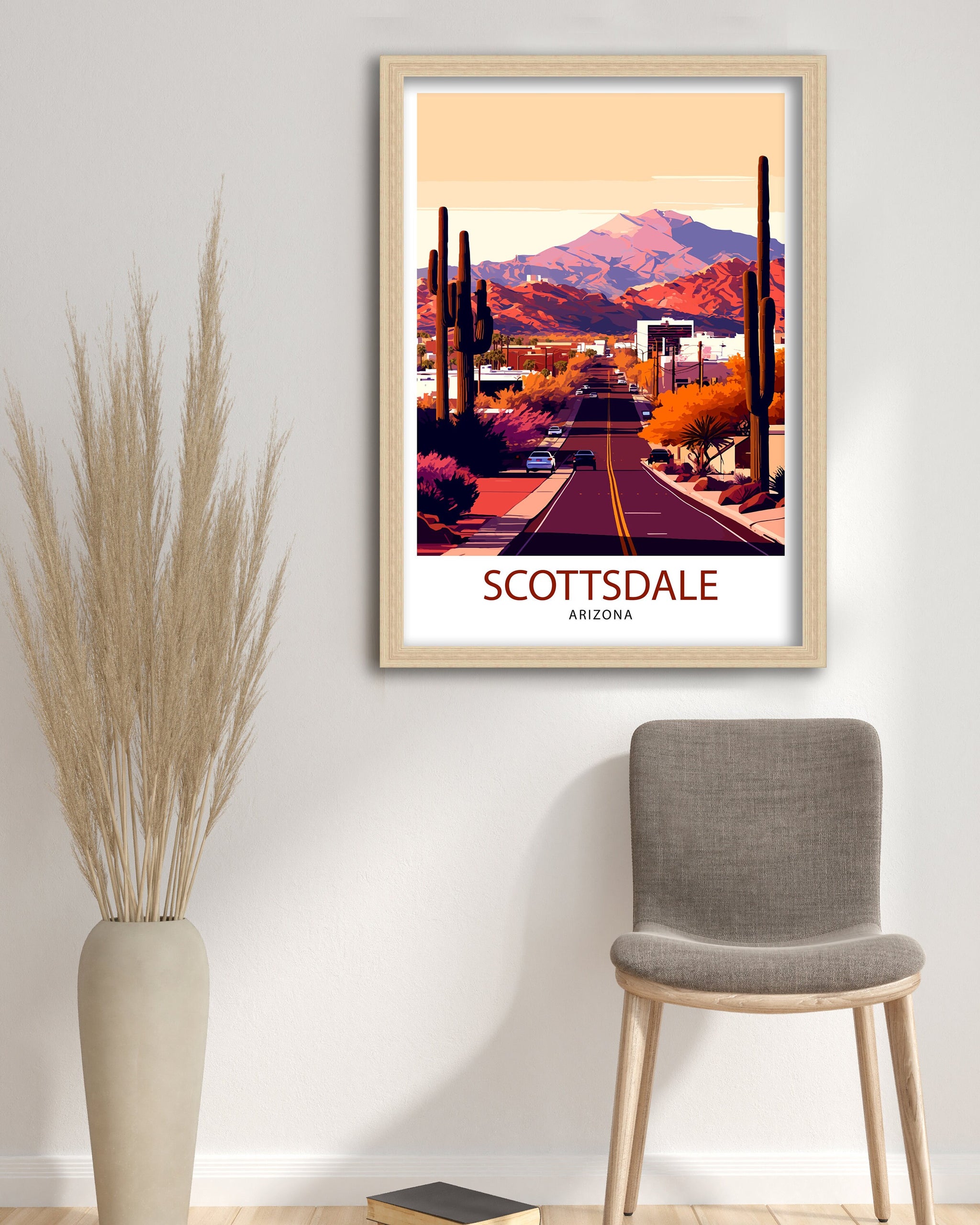 Scottsdale Arizona Travel Poster Scottsdale Wall Art Arizona Desert Print Southwest Travel Decor Scottsdale Illustration Arizona Art Print