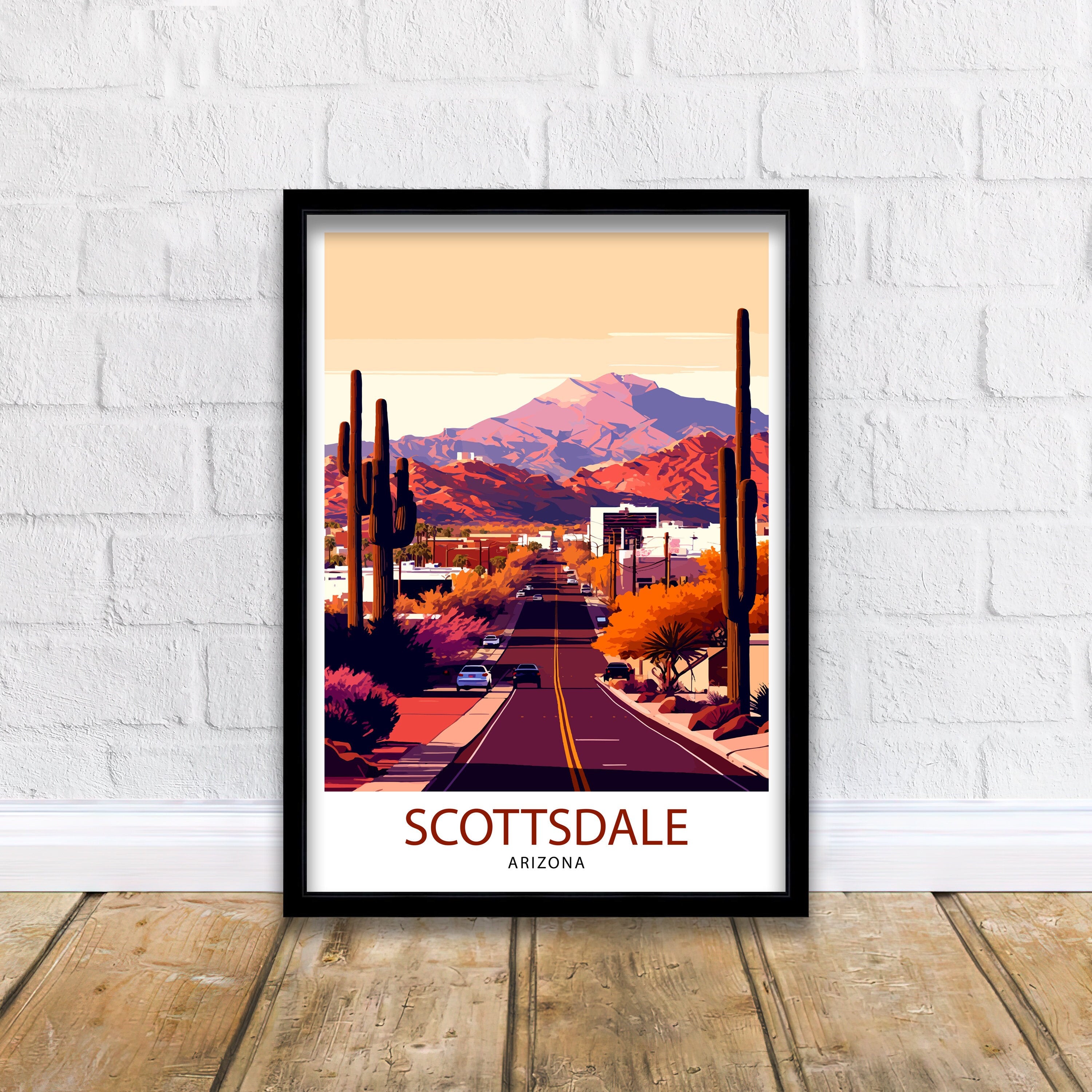 Scottsdale Arizona Travel Poster Scottsdale Wall Art Arizona Desert Print Southwest Travel Decor Scottsdale Illustration Arizona Art Print
