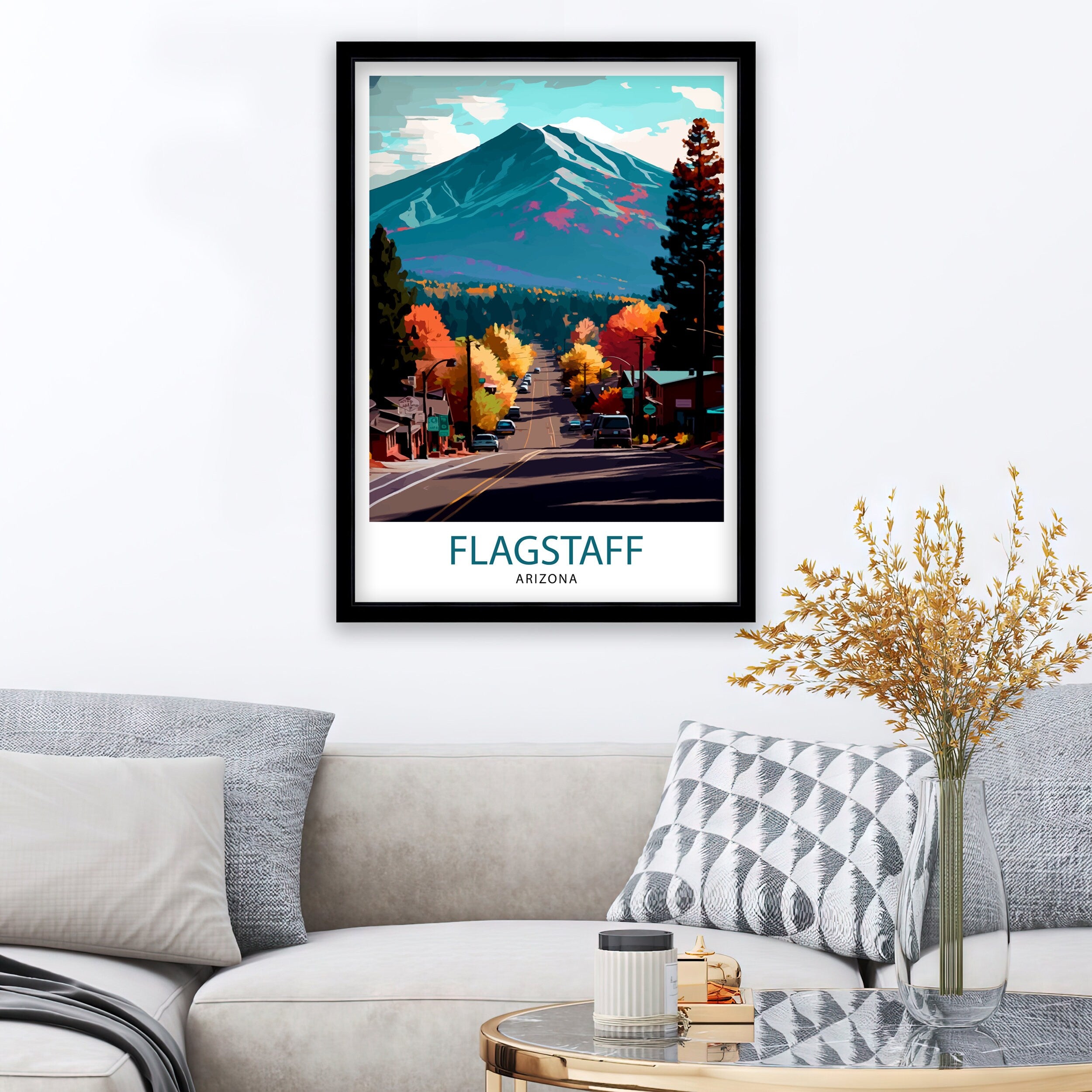 Flagstaff Arizona Travel Poster Flagstaff Wall Decor Flagstaff Art Print| Arizona Travel Prints Flagstaff Illustration Flagstaff Wall Art