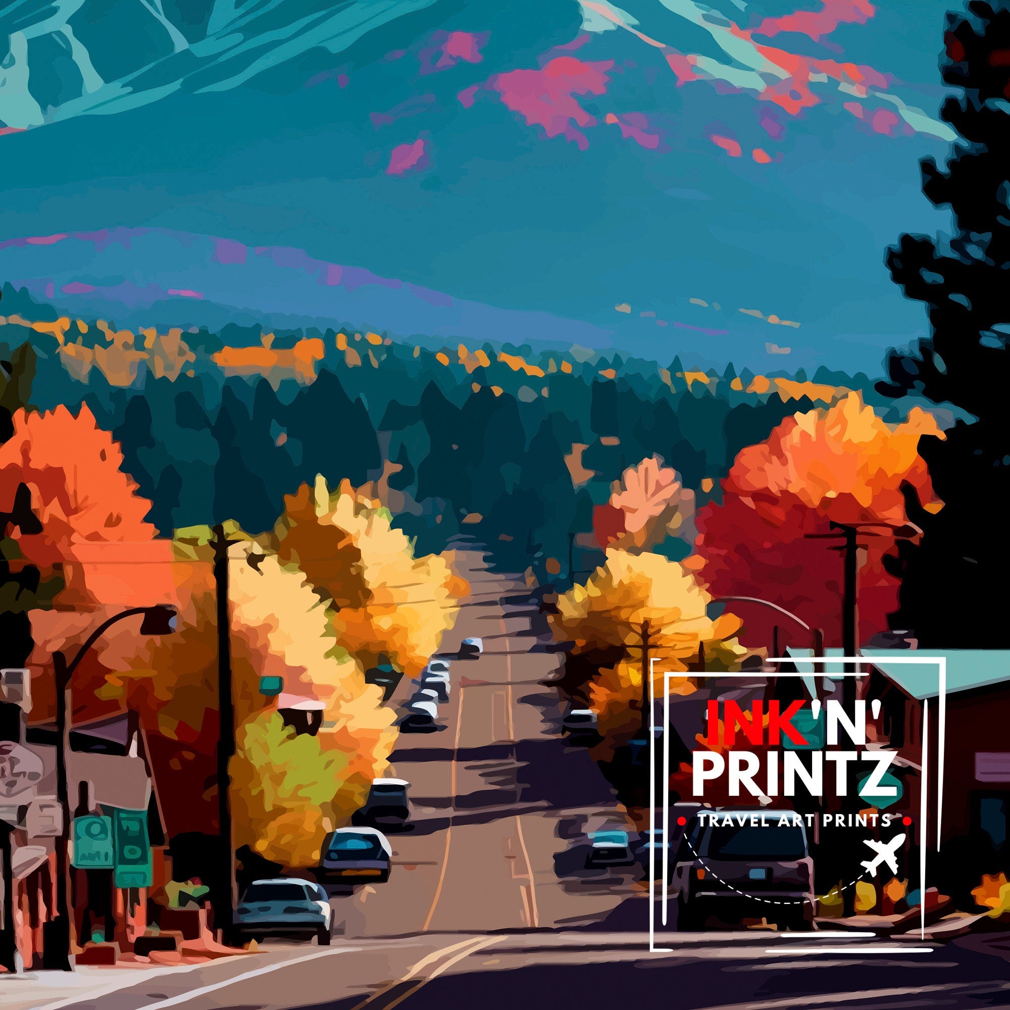 Flagstaff Arizona Travel Poster Flagstaff Wall Decor Flagstaff Art Print| Arizona Travel Prints Flagstaff Illustration Flagstaff Wall Art