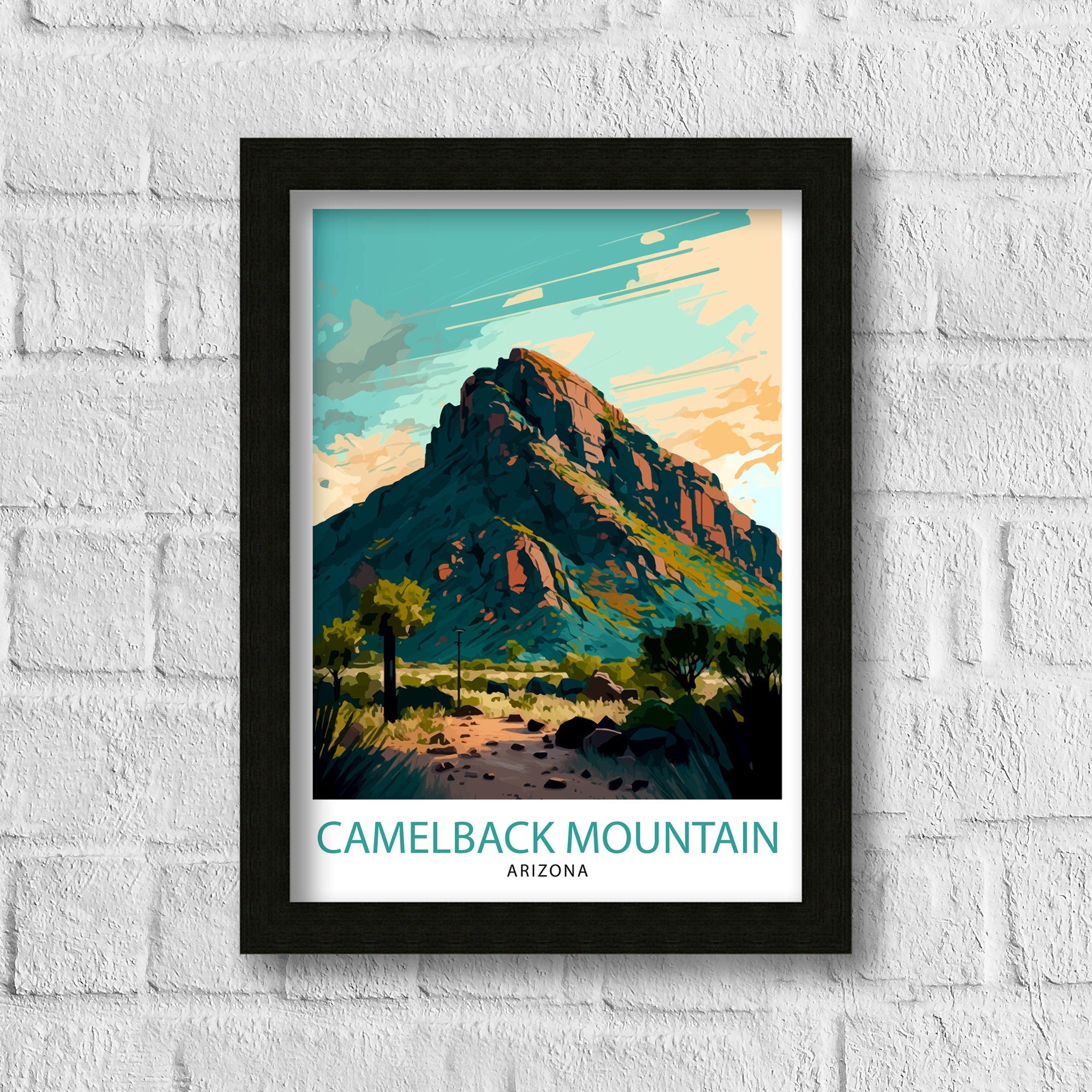 Camelback Mountain Arizona Travel Poster Desert Wall Art Arizona Landscape Print| Southwest Home Decor Gift for Nature Lovers