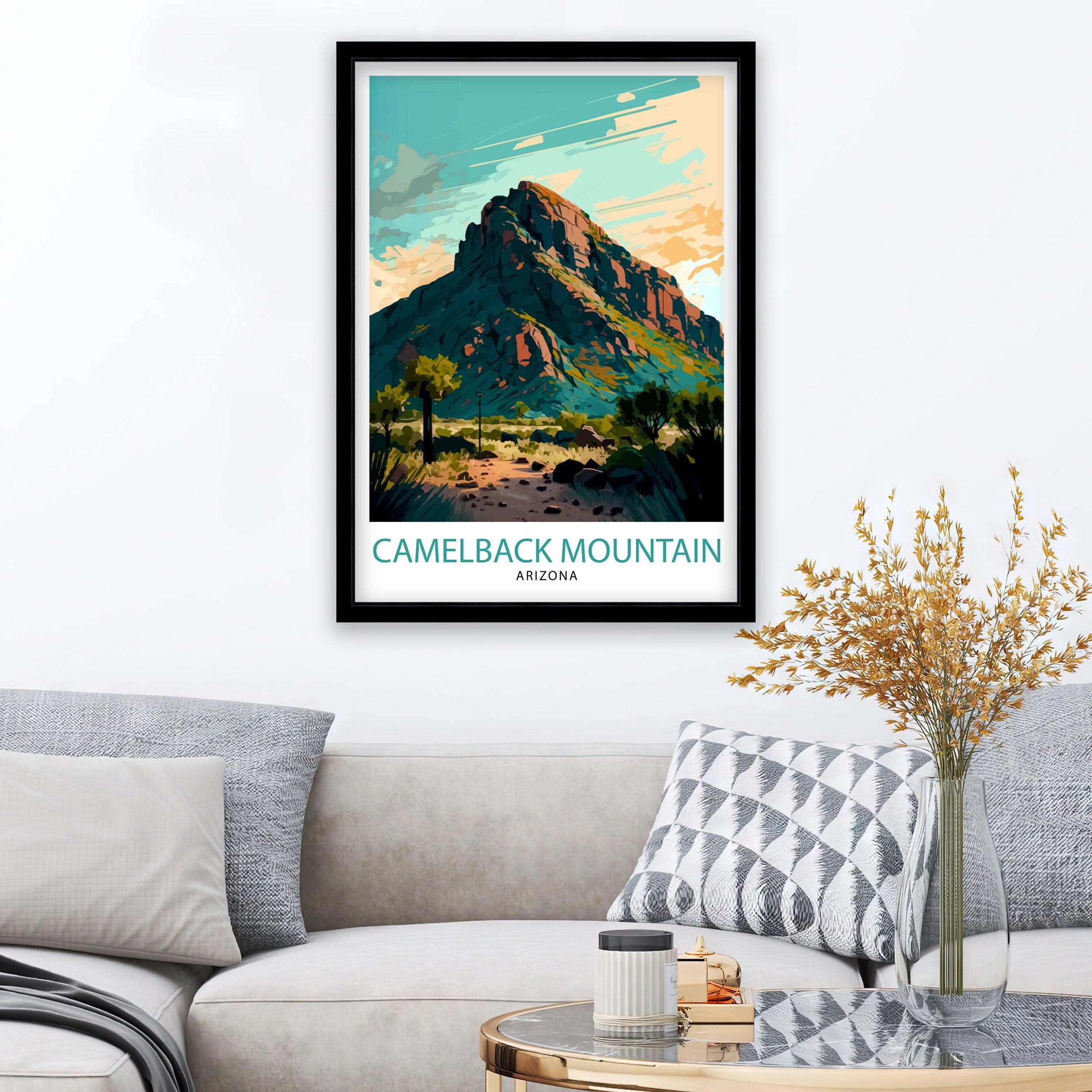 Camelback Mountain Arizona Travel Poster Desert Wall Art Arizona Landscape Print| Southwest Home Decor Gift for Nature Lovers