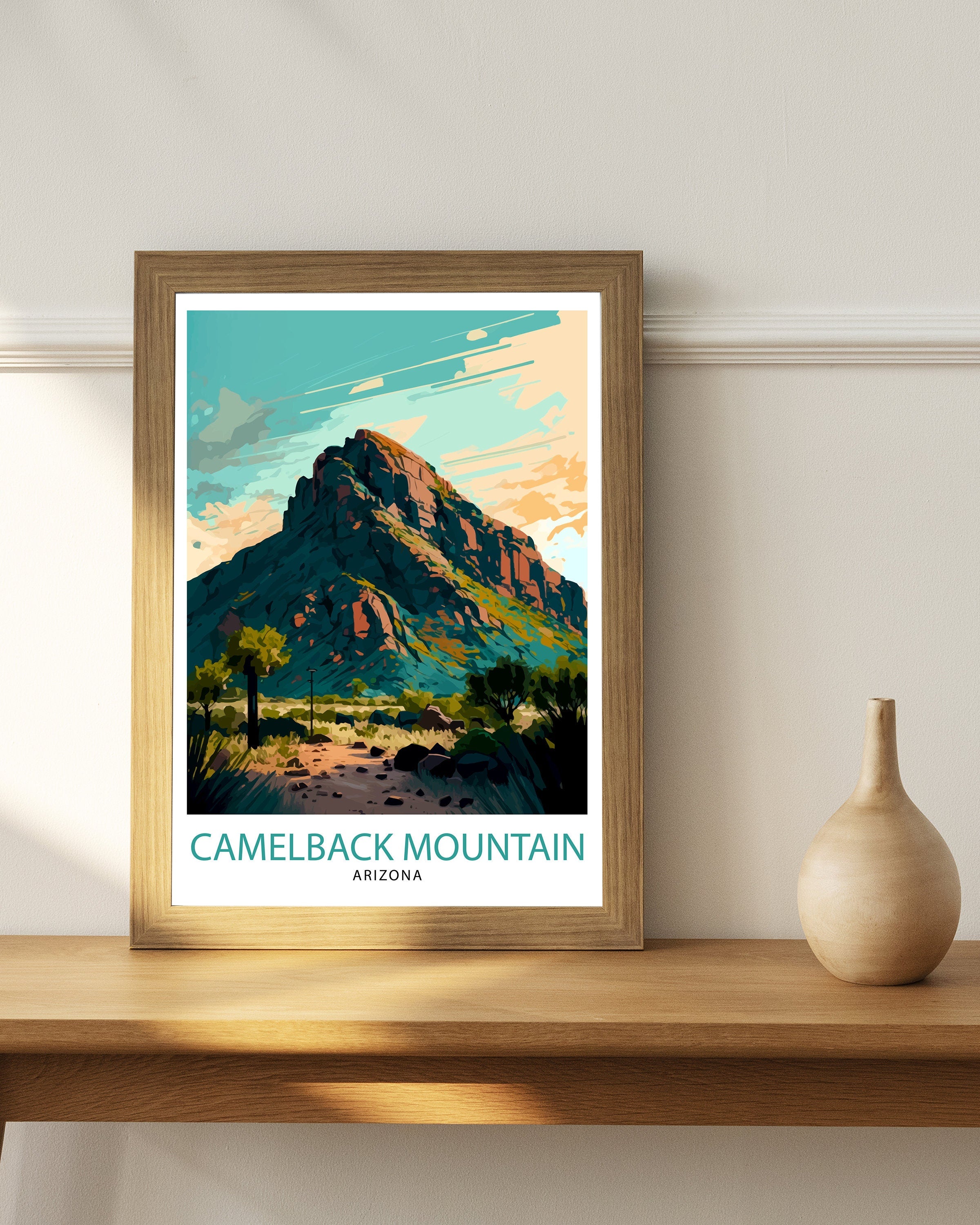Camelback Mountain Arizona Travel Poster Desert Wall Art Arizona Landscape Print| Southwest Home Decor Gift for Nature Lovers