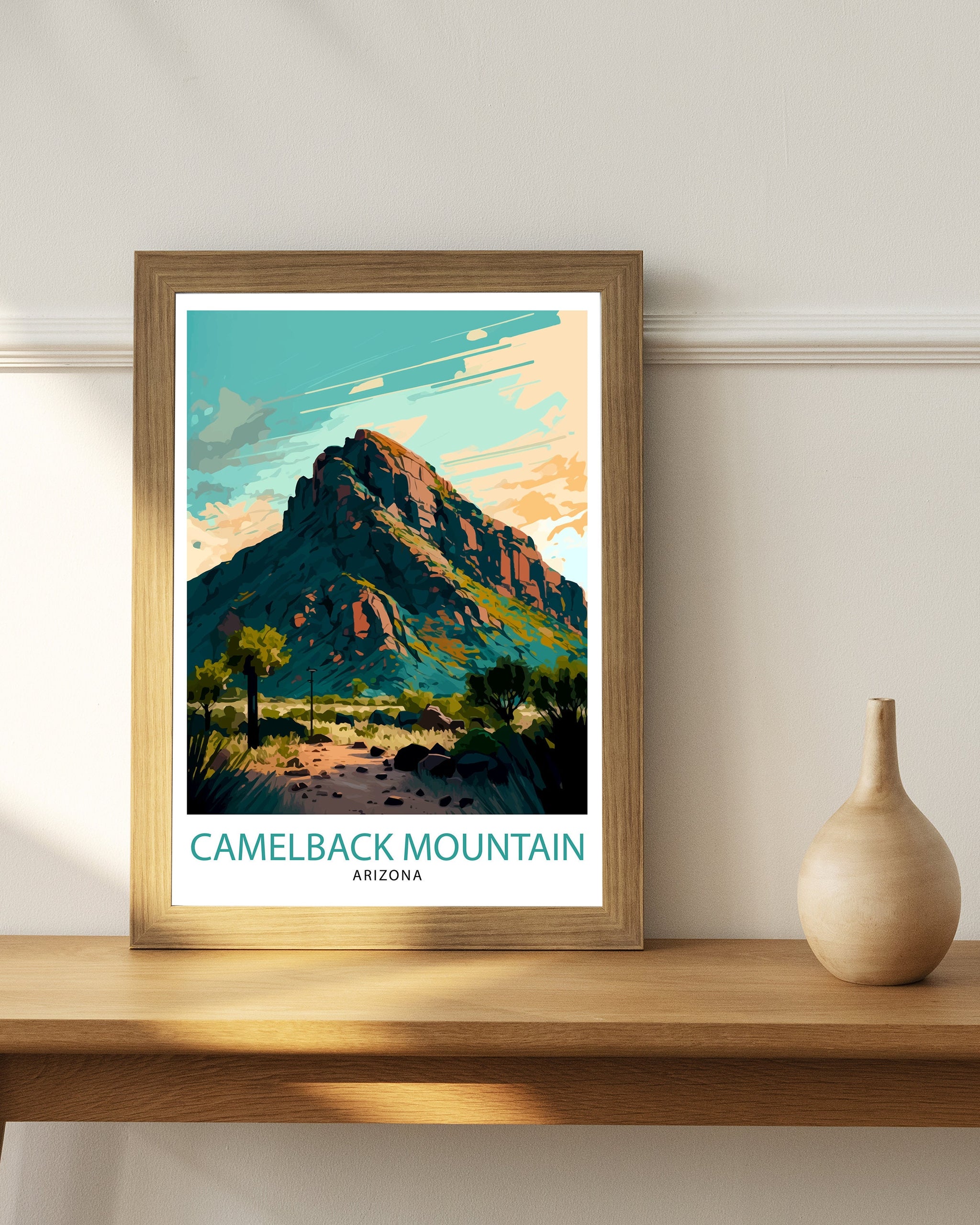Camelback Mountain Arizona Travel Poster Desert Wall Art Arizona Landscape Print| Southwest Home Decor Gift for Nature Lovers
