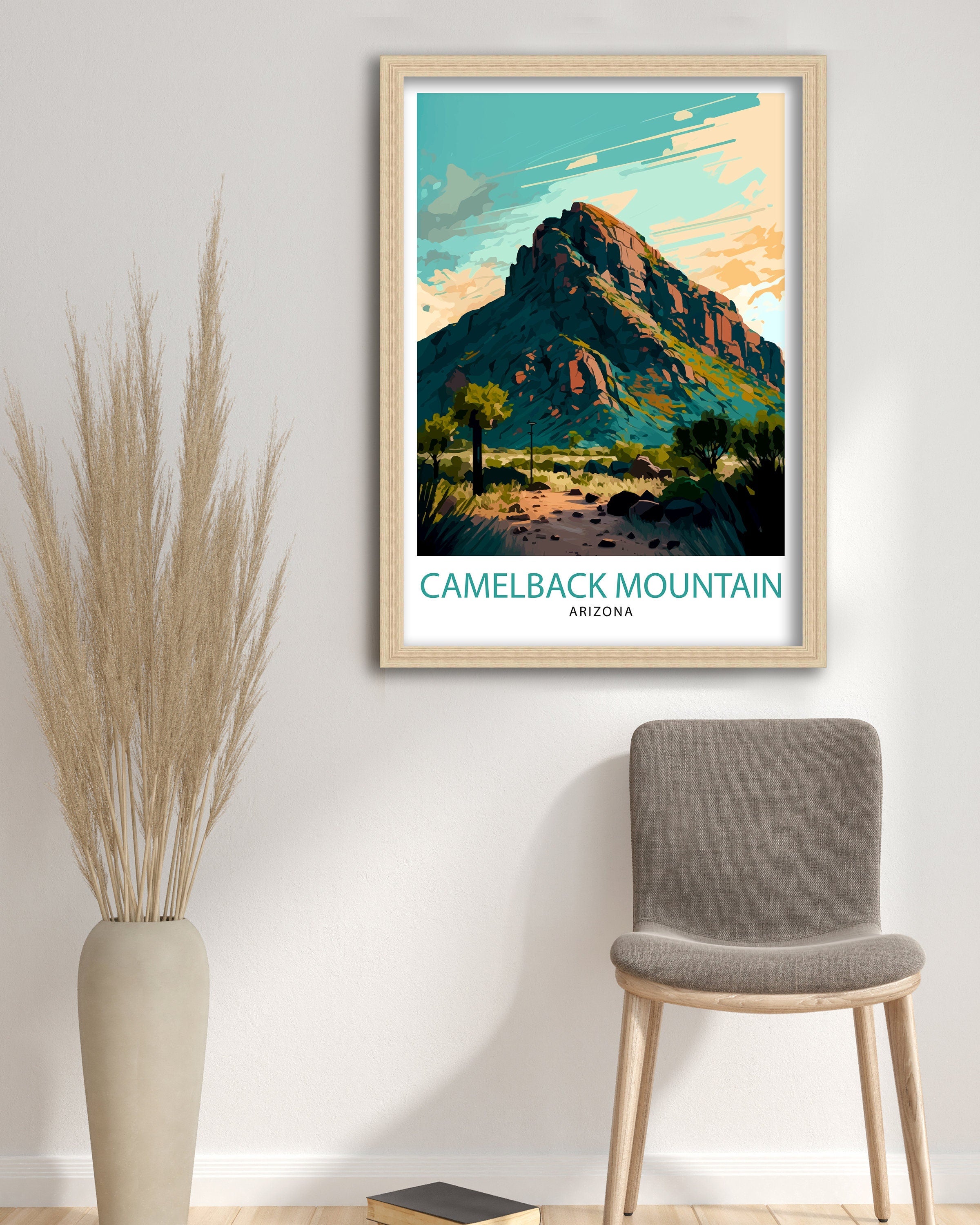 Camelback Mountain Arizona Travel Poster Desert Wall Art Arizona Landscape Print| Southwest Home Decor Gift for Nature Lovers