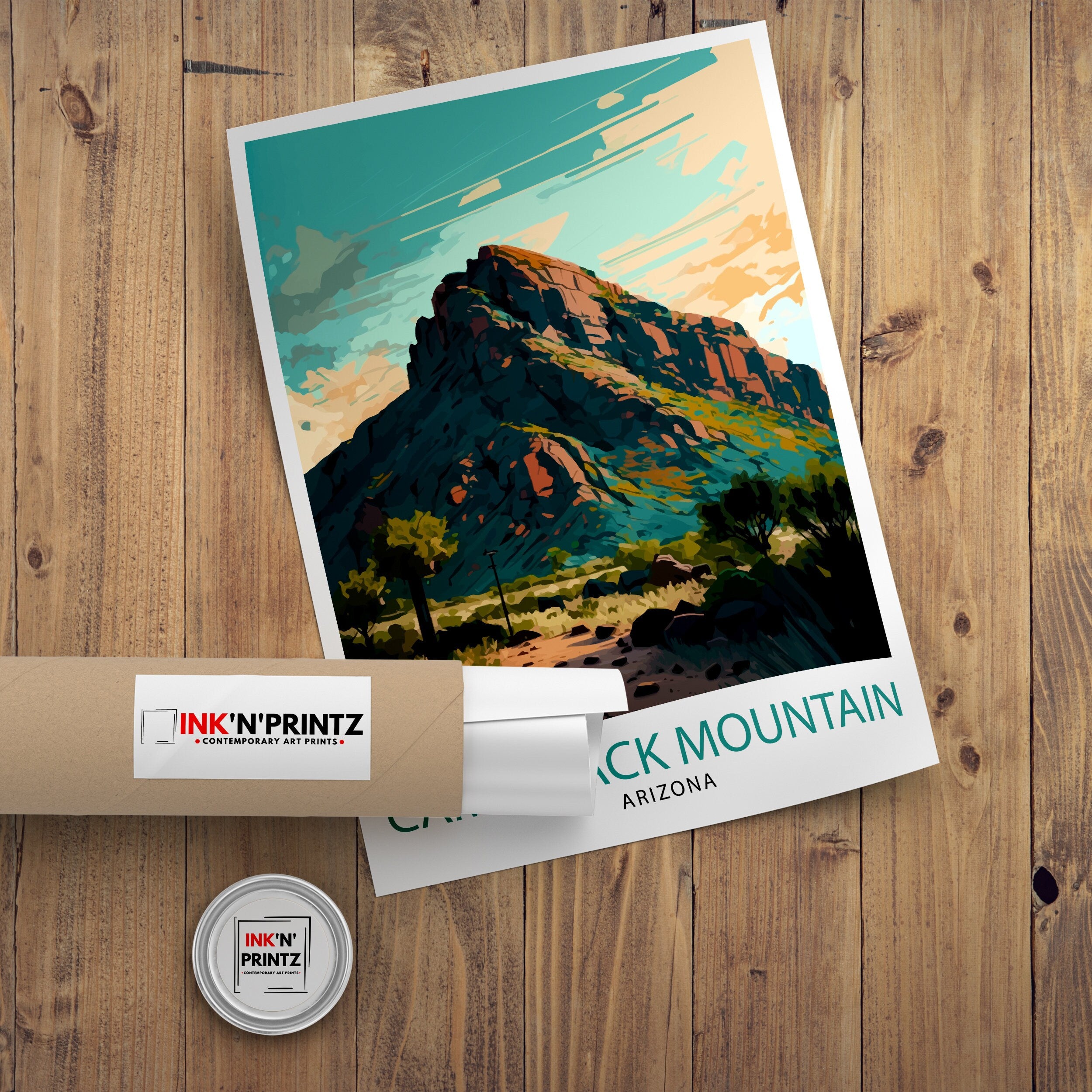 Camelback Mountain Arizona Travel Poster Desert Wall Art Arizona Landscape Print| Southwest Home Decor Gift for Nature Lovers