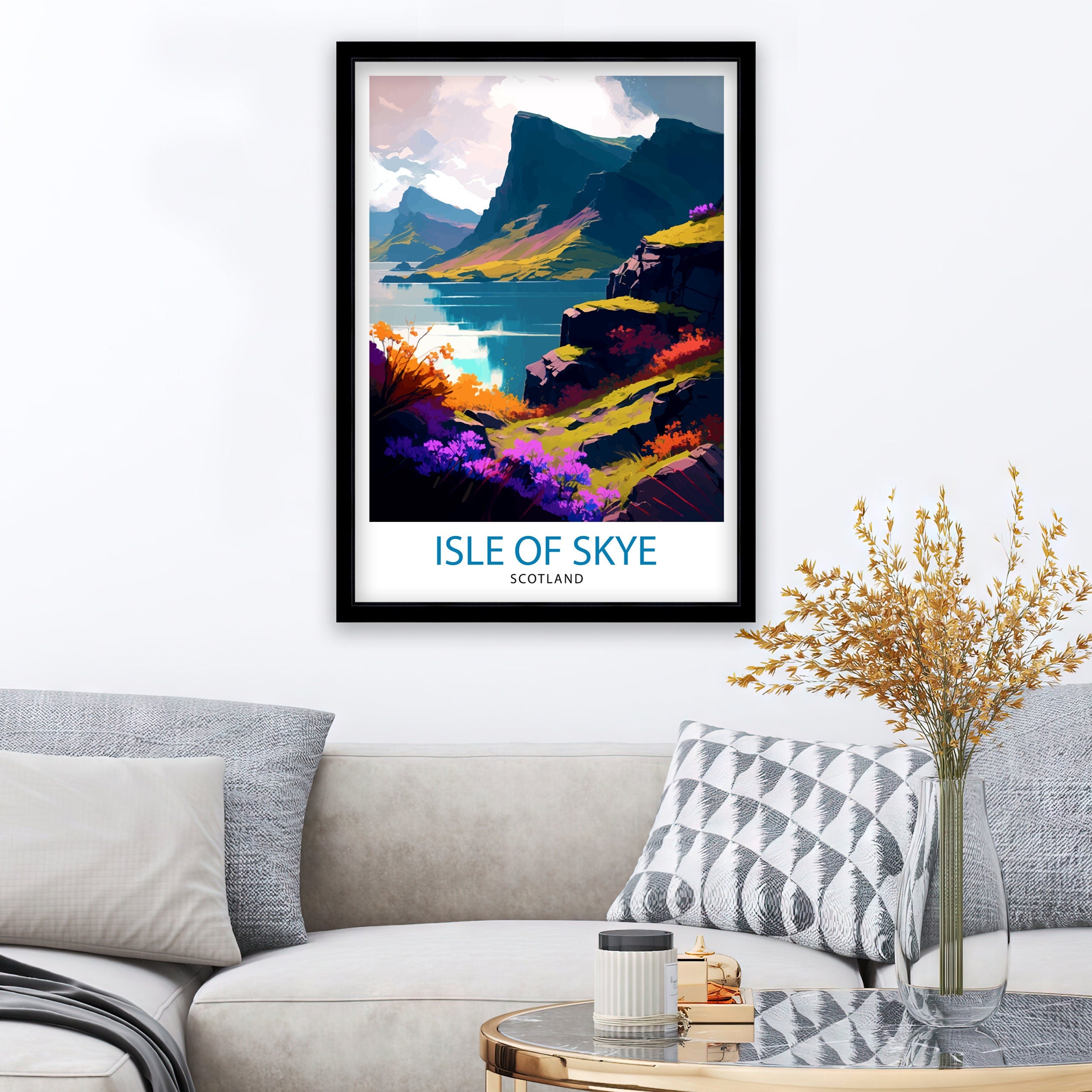 Isle of Skye Travel Print Skye Wall Decor Skye Home Living Decor, Isle of Skye Illustration Travel Poster Gift for Skye Scotland Home Decor