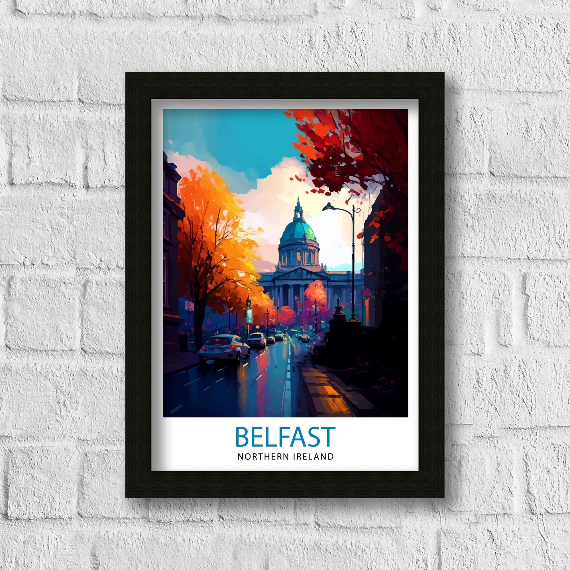 Belfast Northern Ireland Travel Print Belfast Wall Decor Belfast Home Living Decor Belfast Cityscape Illustration Travel Poster Gift