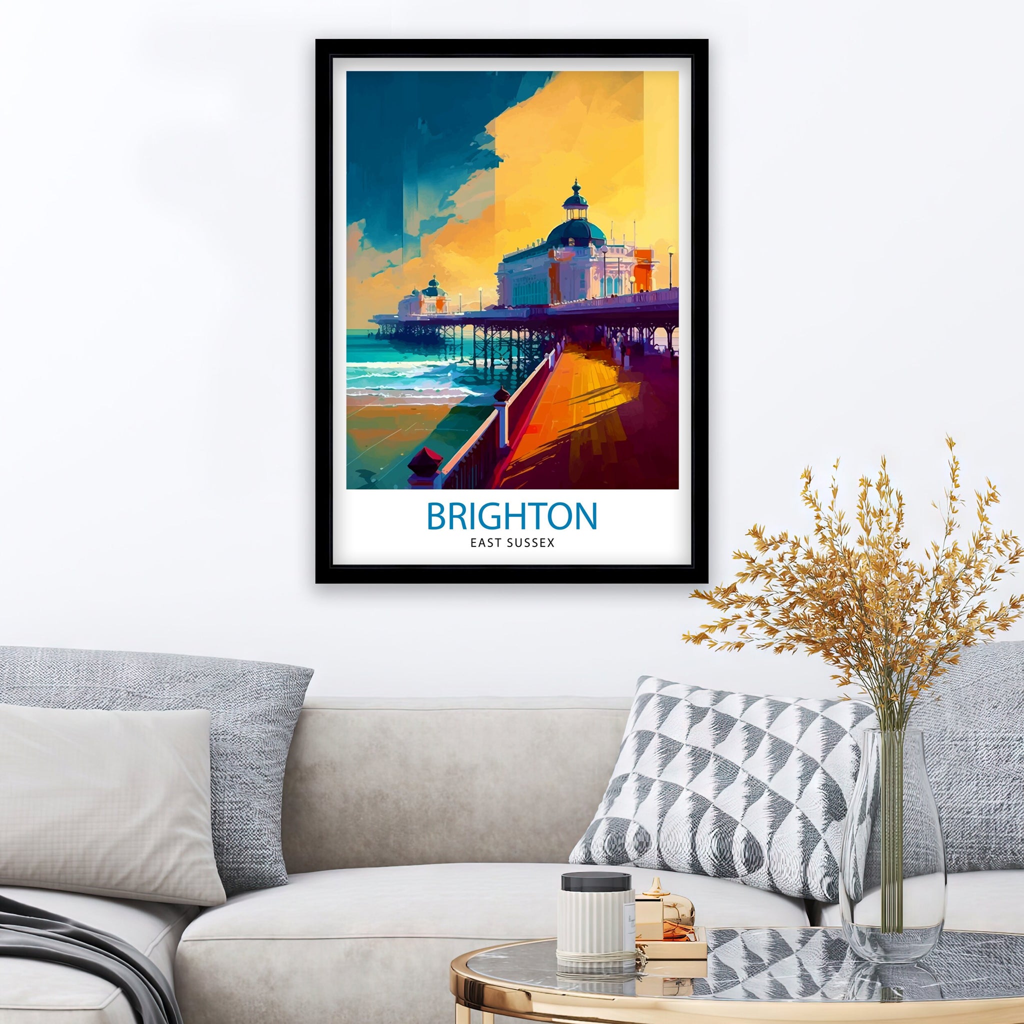 Brighton East Sussex Travel Print Brighton Wall Decor Brighton Home Living Decor Brighton Illustration Travel Poster Gift for Brighton UK