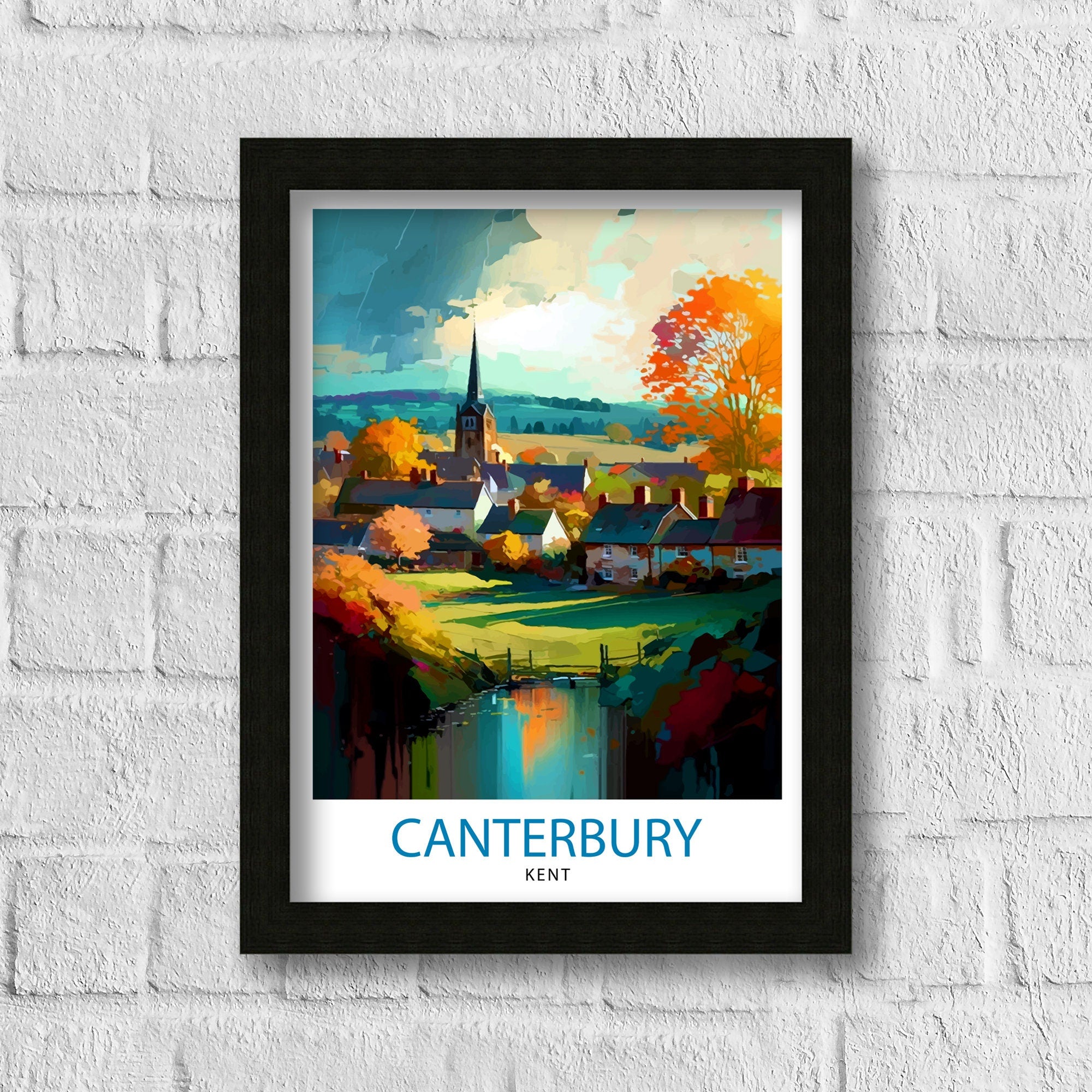 Canterbury Kent Travel Print Canterbury Wall Decor Canterbury Home Living Decor Canterbury Kent Illustration Travel Poster Gift