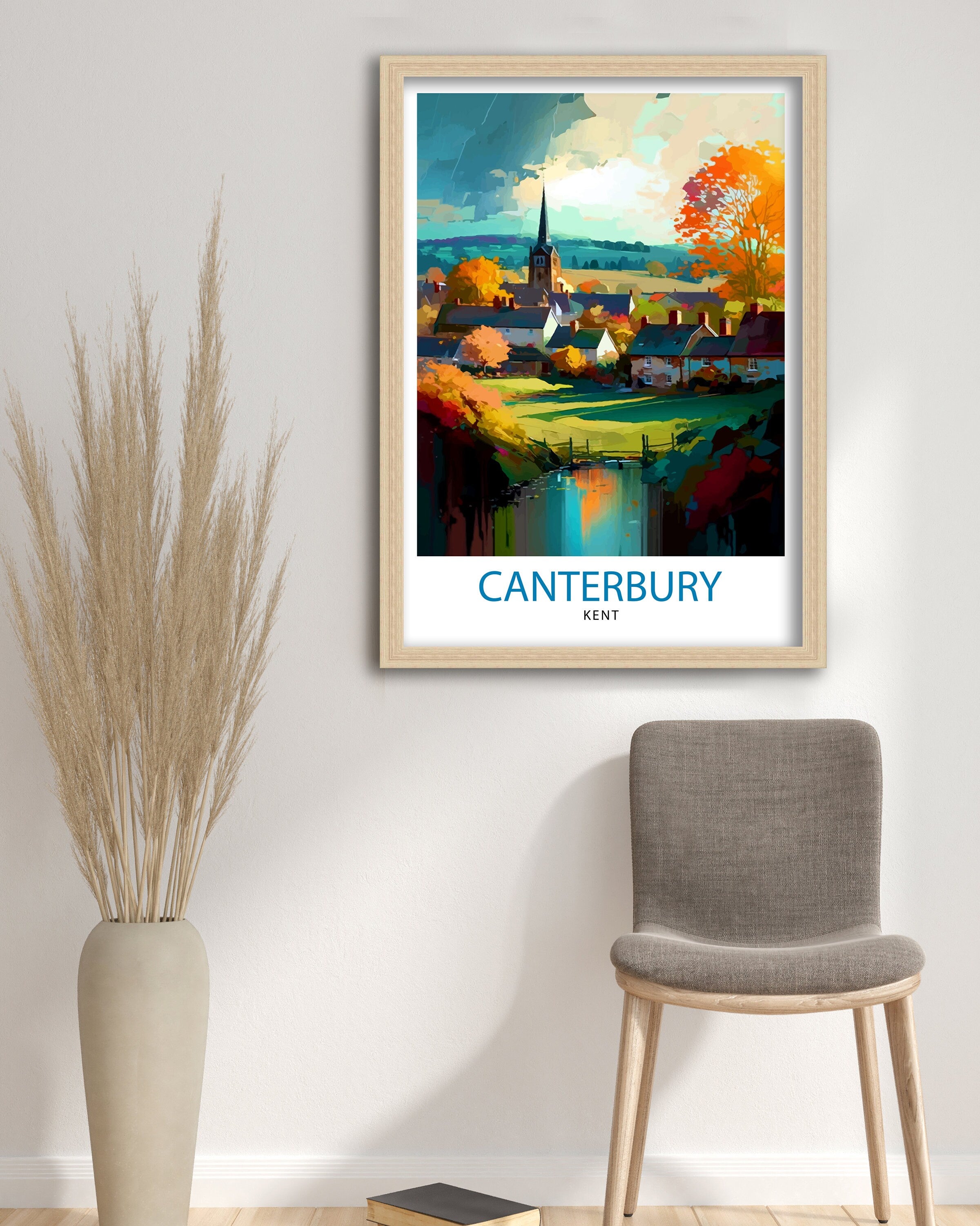 Canterbury Kent Travel Print Canterbury Wall Decor Canterbury Home Living Decor Canterbury Kent Illustration Travel Poster Gift