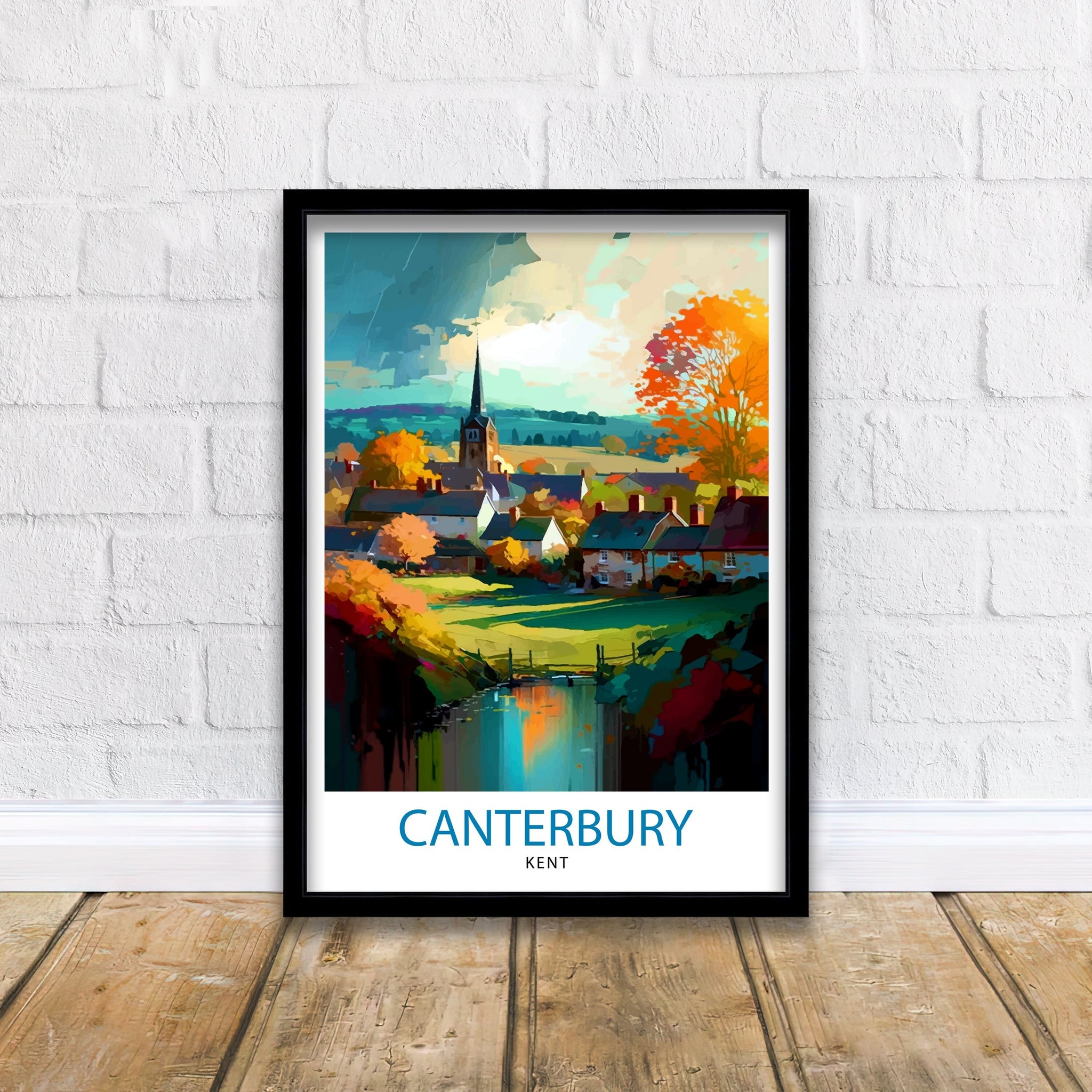 Canterbury Kent Travel Print Canterbury Wall Decor Canterbury Home Living Decor Canterbury Kent Illustration Travel Poster Gift