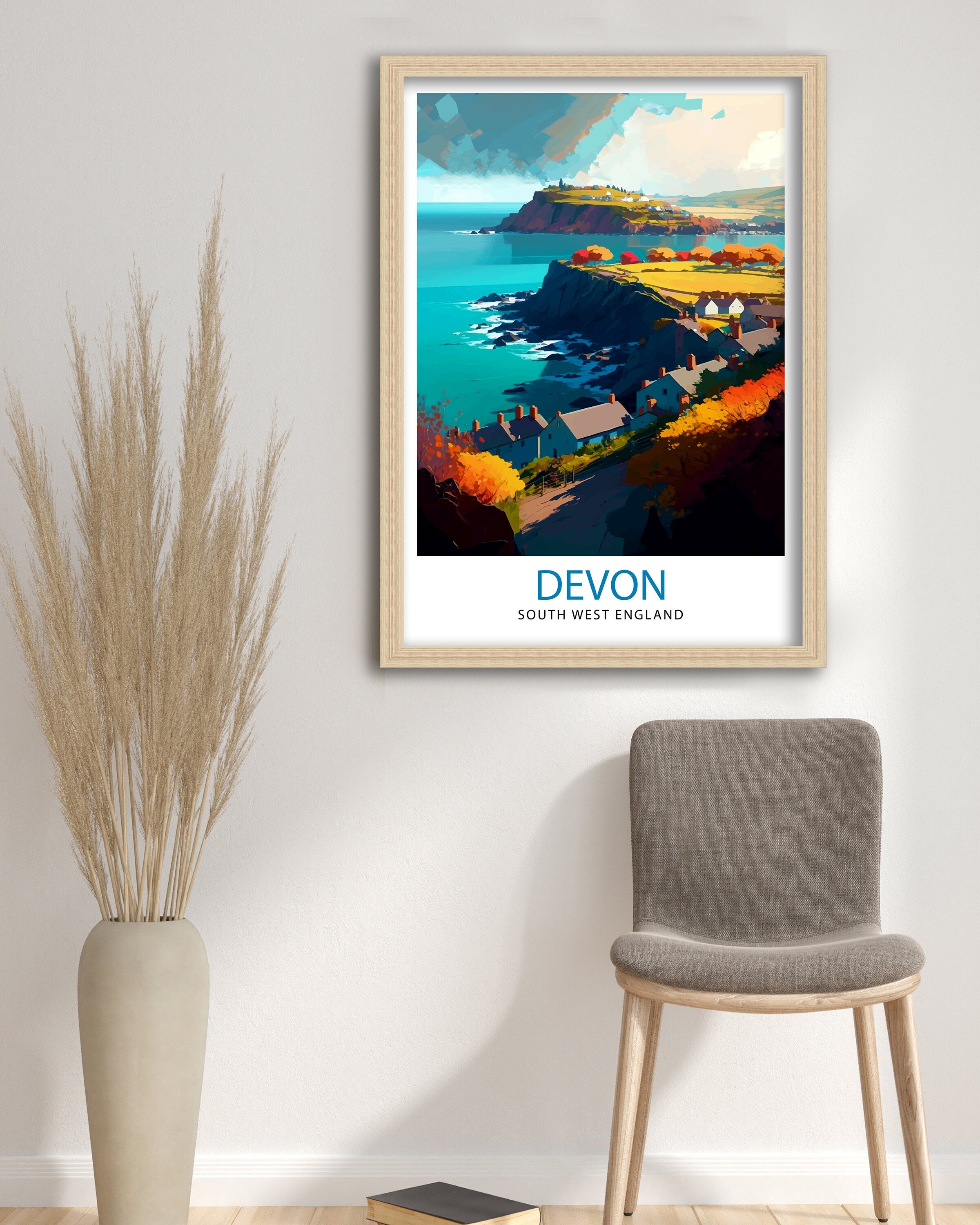 Devon Travel Print Devon Wall Decor Devon Home Living Decor Devon Illustration Travel Poster Gift for Devon UK Home Decor