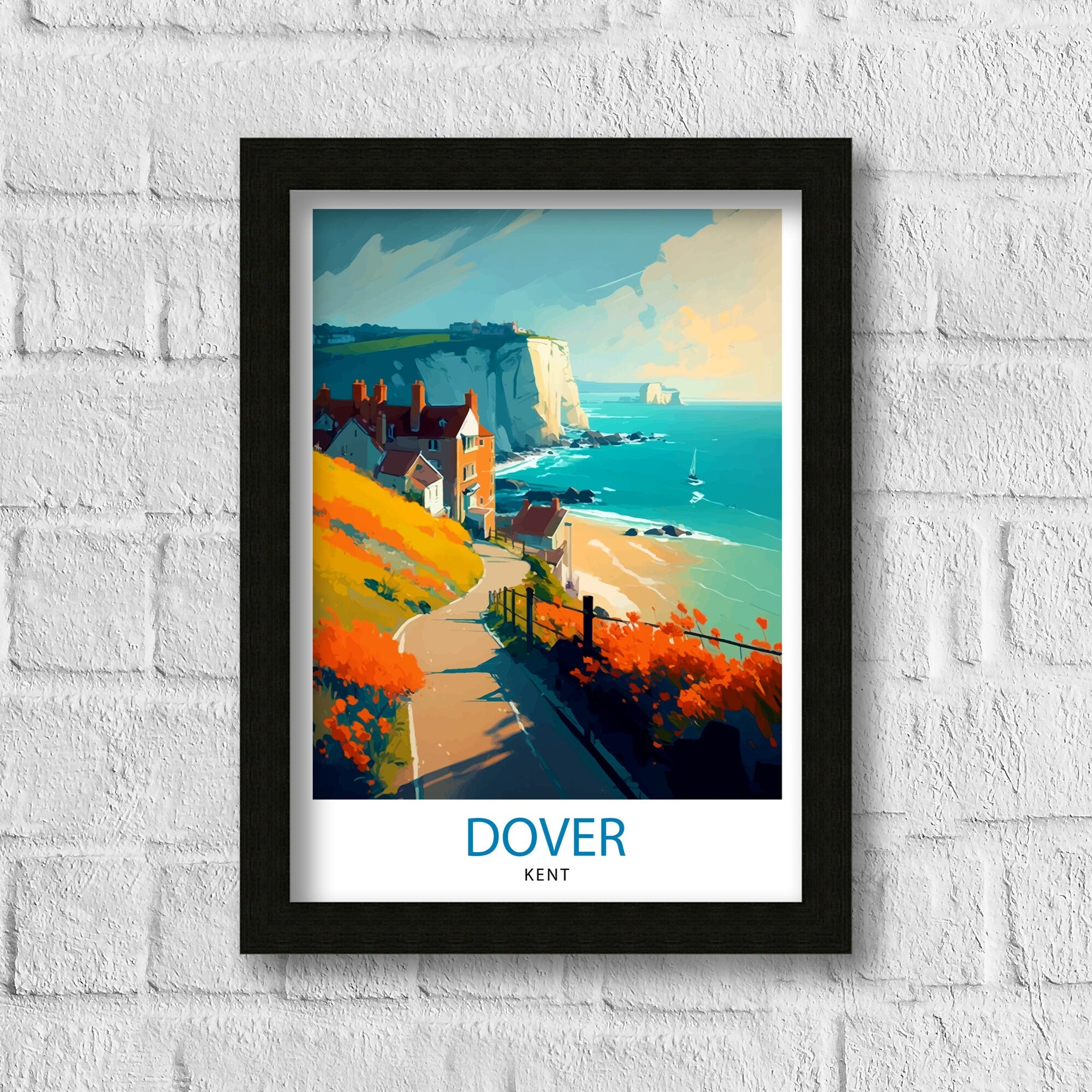 Dover Kent Travel Print Dover Wall Decor Dover Poster Kent Travel Prints Dover Art Print Dover Illustration Dover Wall Art Kent Print Dover