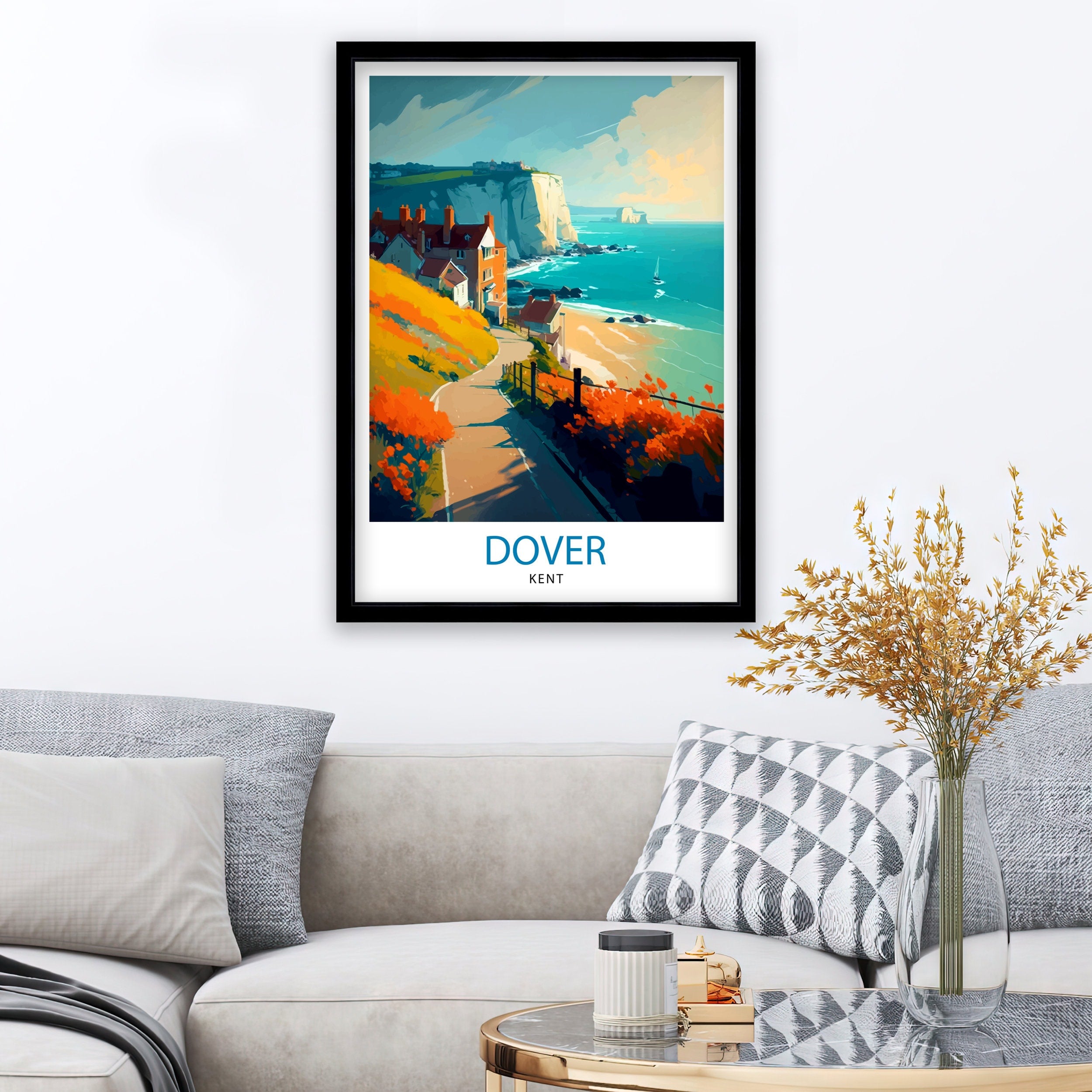 Dover Kent Travel Print Dover Wall Decor Dover Poster Kent Travel Prints Dover Art Print Dover Illustration Dover Wall Art Kent Print Dover