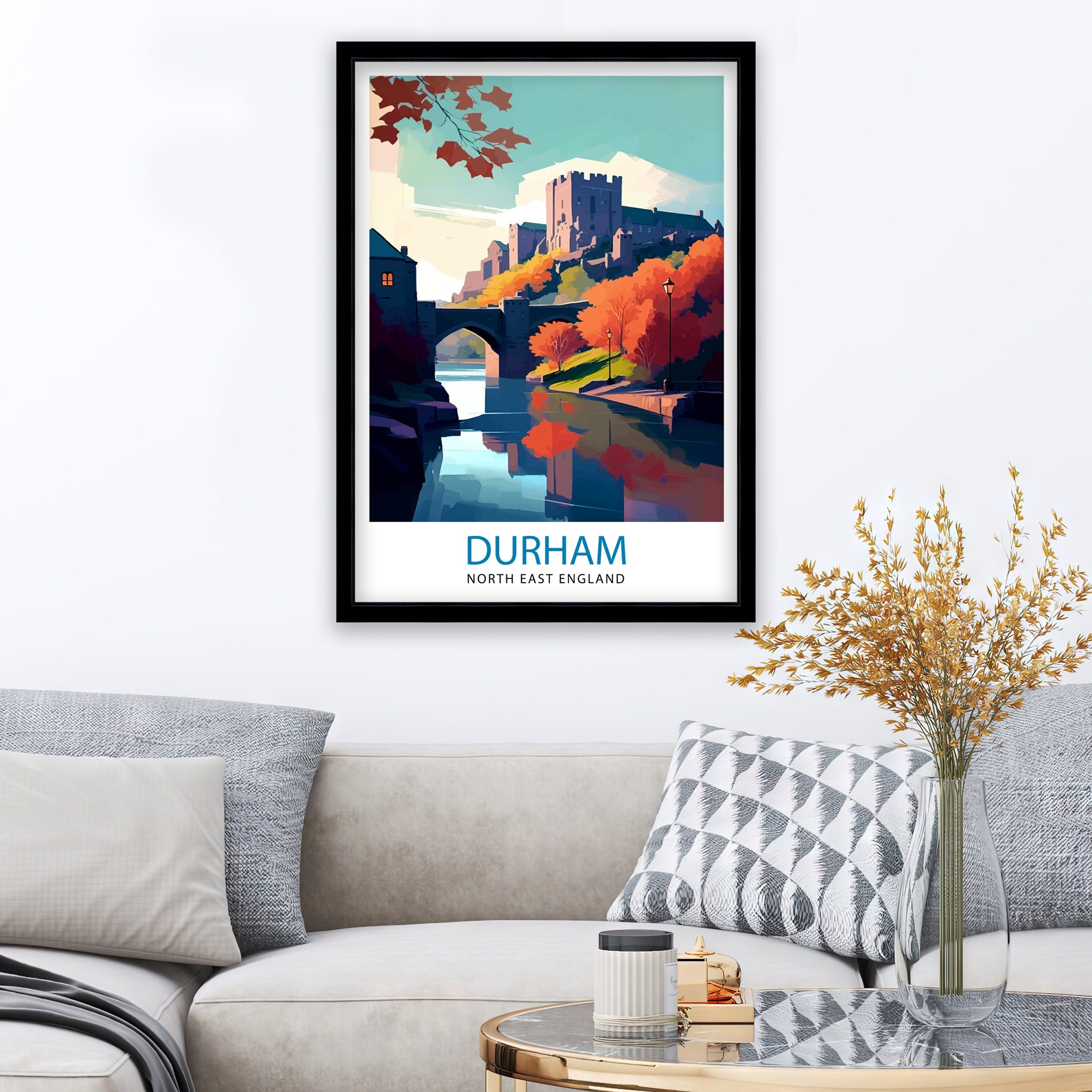 Durham United Kingdom Travel Print Durham Wall Decor Durham Poster United Kingdom Travel Prints Durham Art Print Durham Illustration Durham