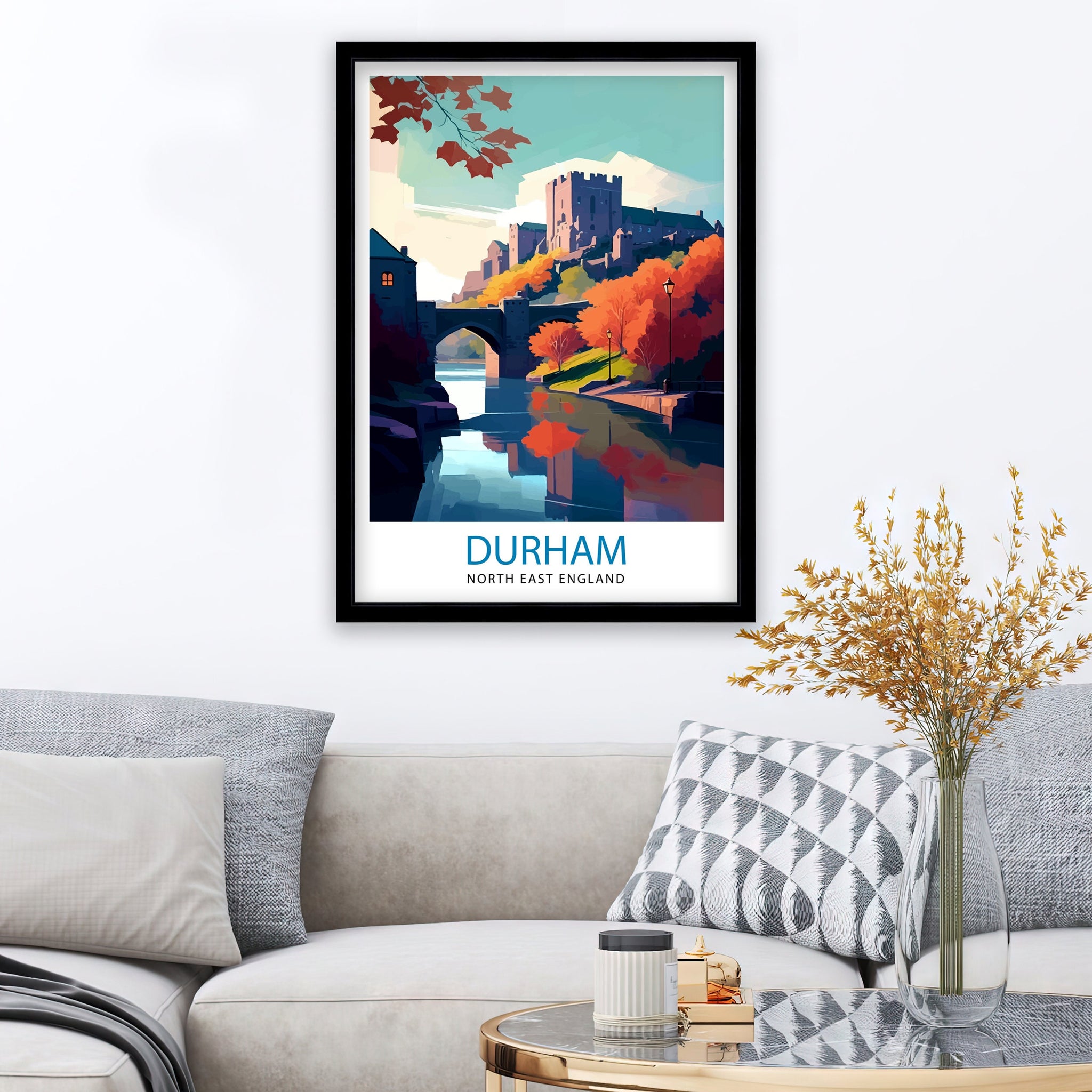 Durham United Kingdom Travel Print Durham Wall Decor Durham Poster United Kingdom Travel Prints Durham Art Print Durham Illustration Durham