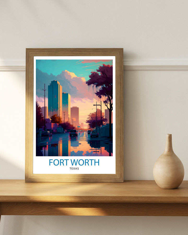 Fort Worth Texas Travel Print| Fort Worth Wall Decor Fort Worth Poster Texas Travel Prints Fort Worth Art Print Fort Worth Illustration