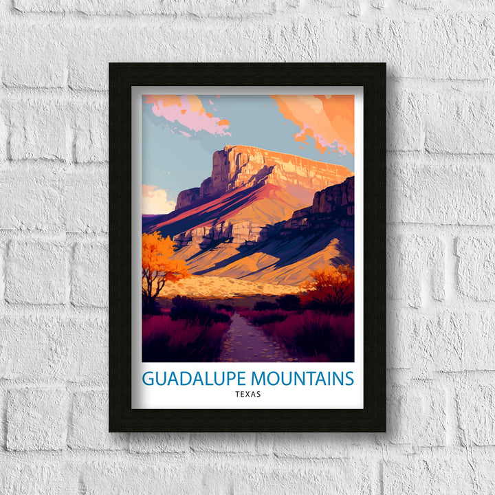 Guadalupe Mountains Texas Travel Print| Texas Wall Decor Guadalupe Mountains Poster Texas Travel Prints Texas Art Print Guadalupe