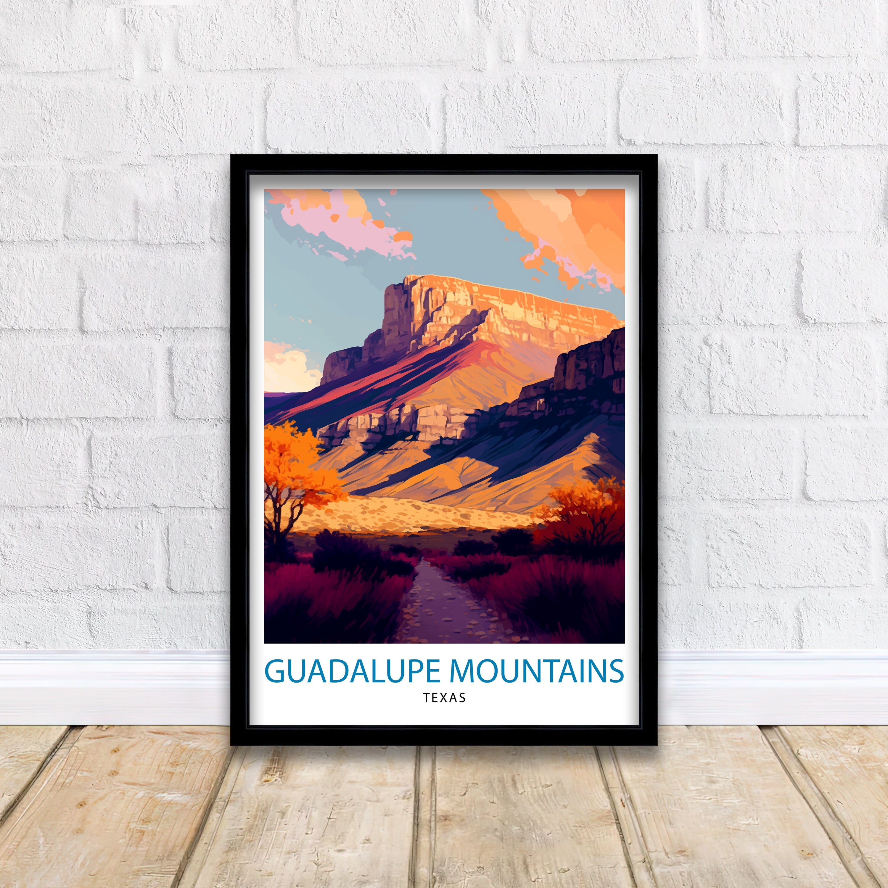 Guadalupe Mountains Texas Travel Print| Texas Wall Decor Guadalupe Mountains Poster Texas Travel Prints Texas Art Print Guadalupe