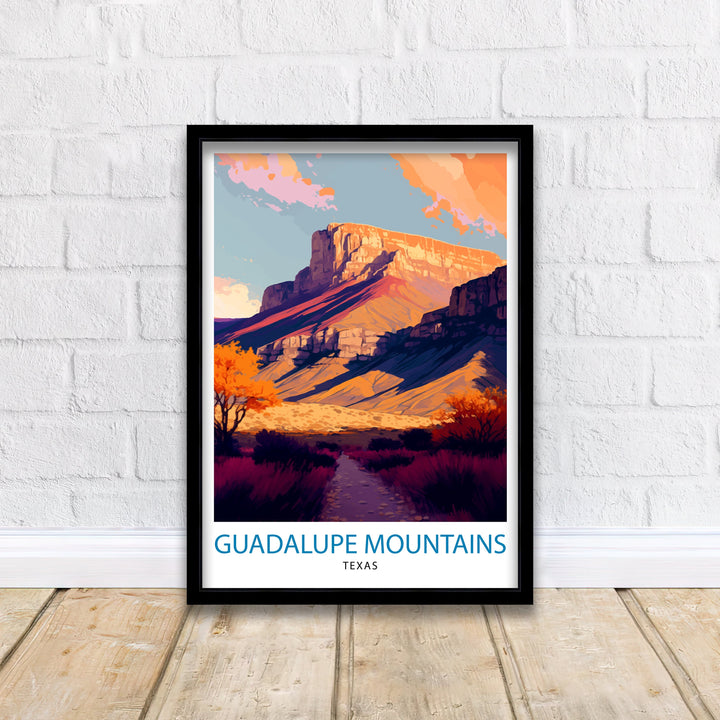 Guadalupe Mountains Texas Travel Print| Texas Wall Decor Guadalupe Mountains Poster Texas Travel Prints Texas Art Print Guadalupe