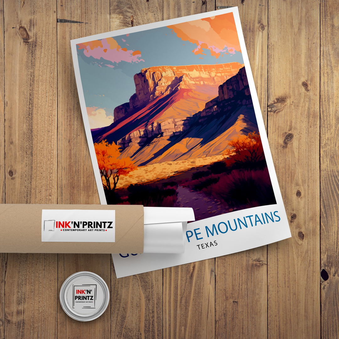 Guadalupe Mountains Texas Travel Print| Texas Wall Decor Guadalupe Mountains Poster Texas Travel Prints Texas Art Print Guadalupe