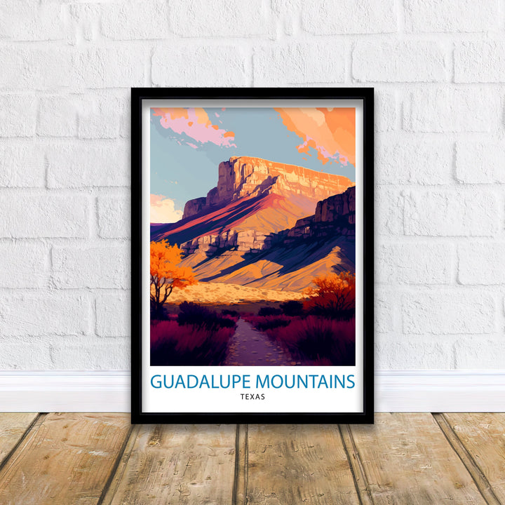 Guadalupe Mountains Texas Travel Print| Texas Wall Decor Guadalupe Mountains Poster Texas Travel Prints Texas Art Print Guadalupe