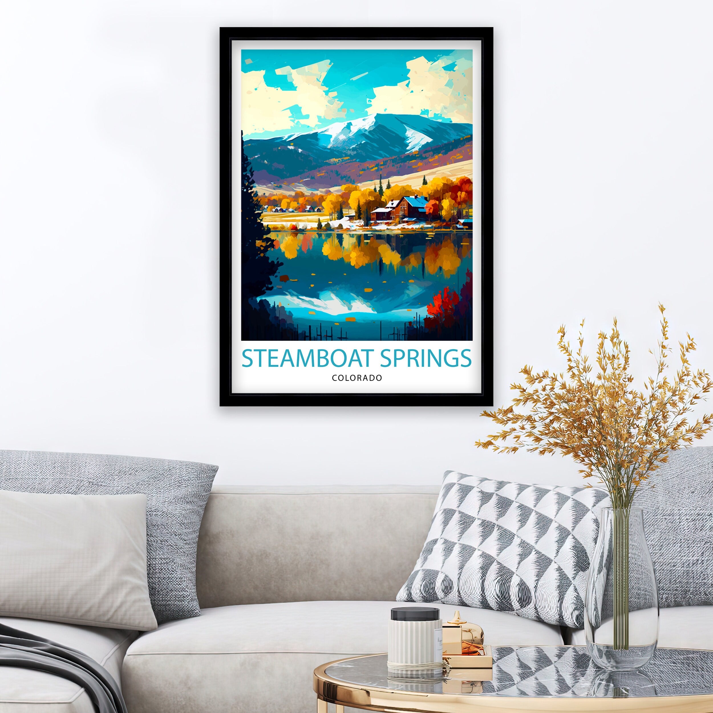 Steamboat Springs Colorado Travel Print Ski Resort Wall Decor Rocky Mountain Travel Poster Colorado Mountain Art Winter Wonderland Print