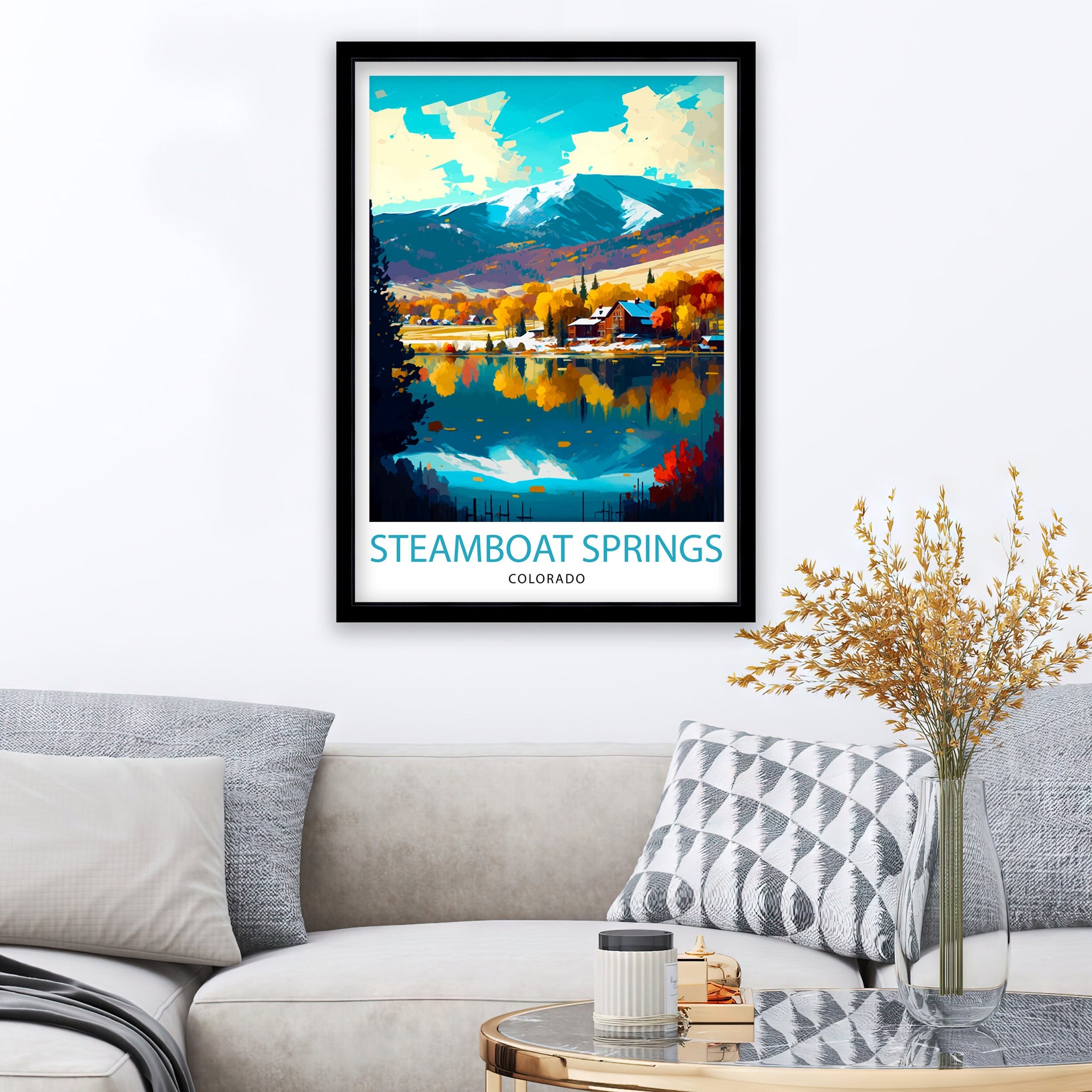 Steamboat Springs Colorado Travel Print Ski Resort Wall Decor Rocky Mountain Travel Poster Colorado Mountain Art Winter Wonderland Print