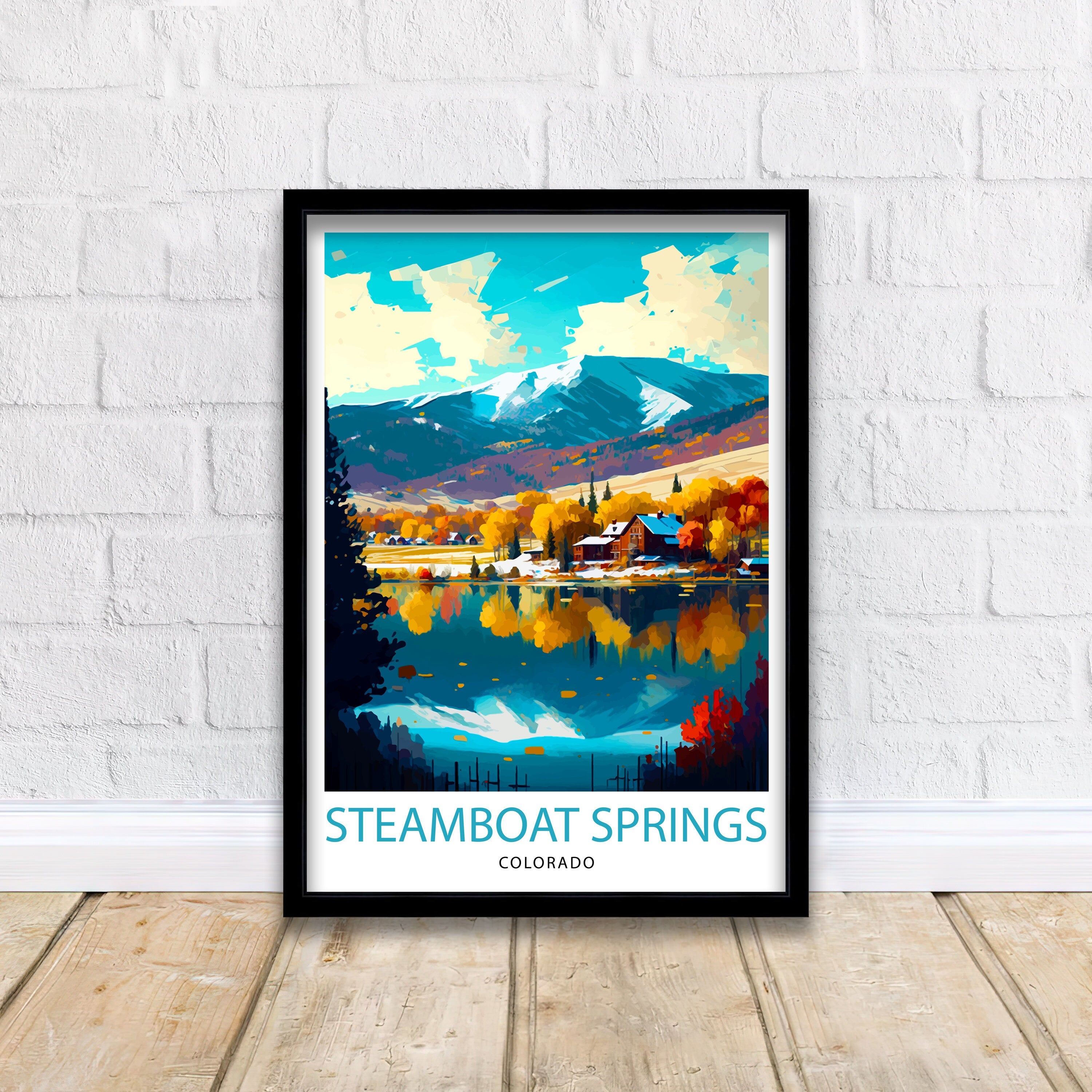 Steamboat Springs Colorado Travel Print Ski Resort Wall Decor Rocky Mountain Travel Poster Colorado Mountain Art Winter Wonderland Print