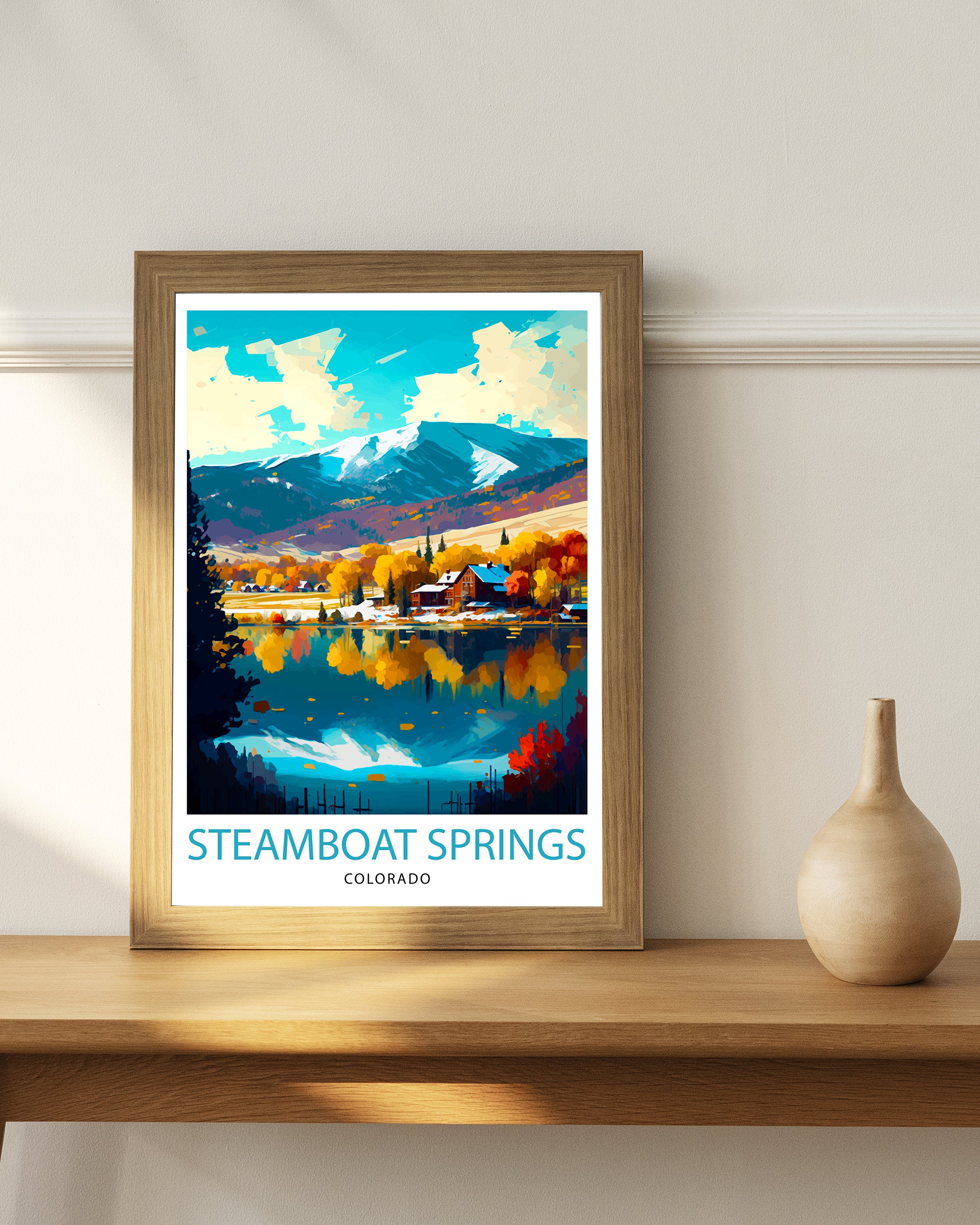 Steamboat Springs Colorado Travel Print Ski Resort Wall Decor Rocky Mountain Travel Poster Colorado Mountain Art Winter Wonderland Print