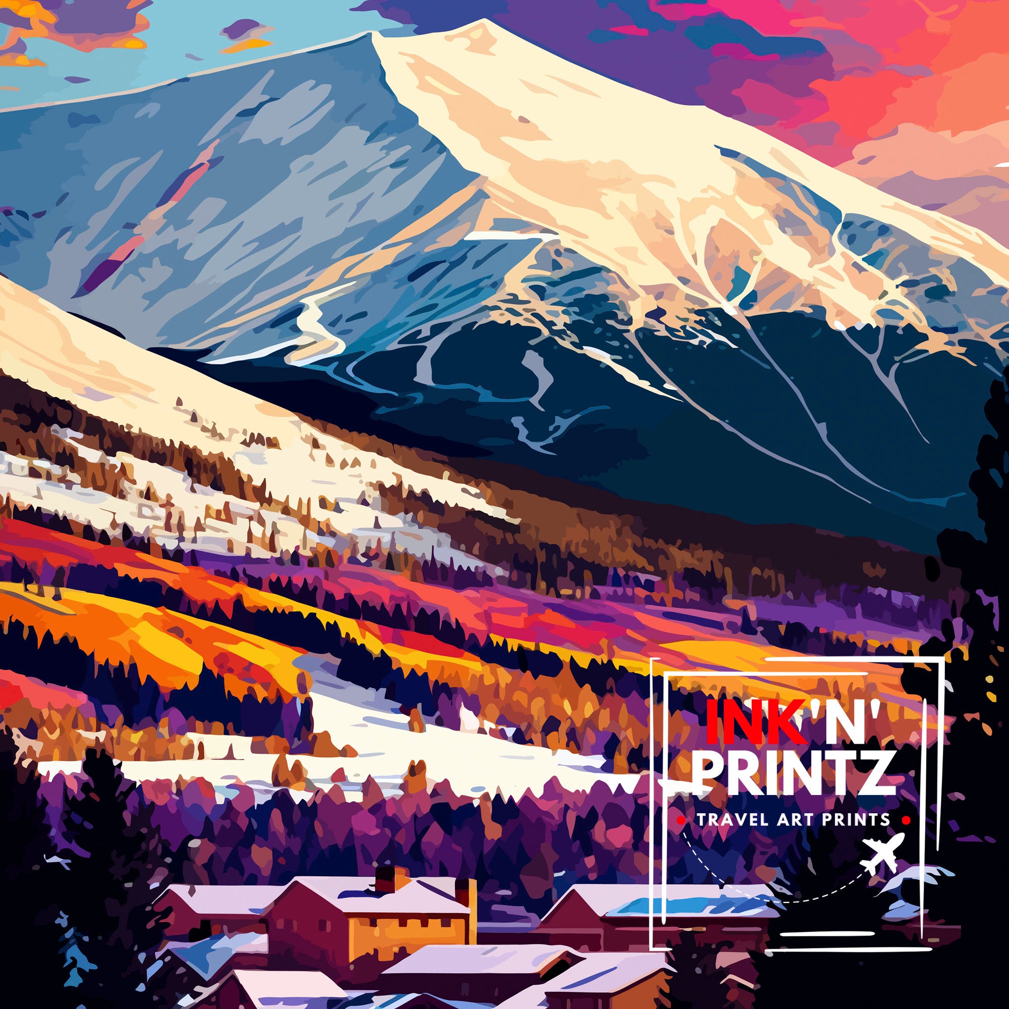 Breckenridge Colorado Travel Poster Breckenridge Wall Art Breckenridge Mountain Decor Colorado Travel Print| Breckenridge Art Print