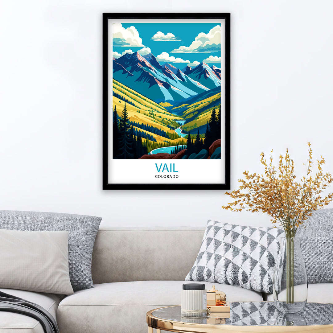 Vail Colorado Travel Poster Vail Wall Art Vail Mountain Poster