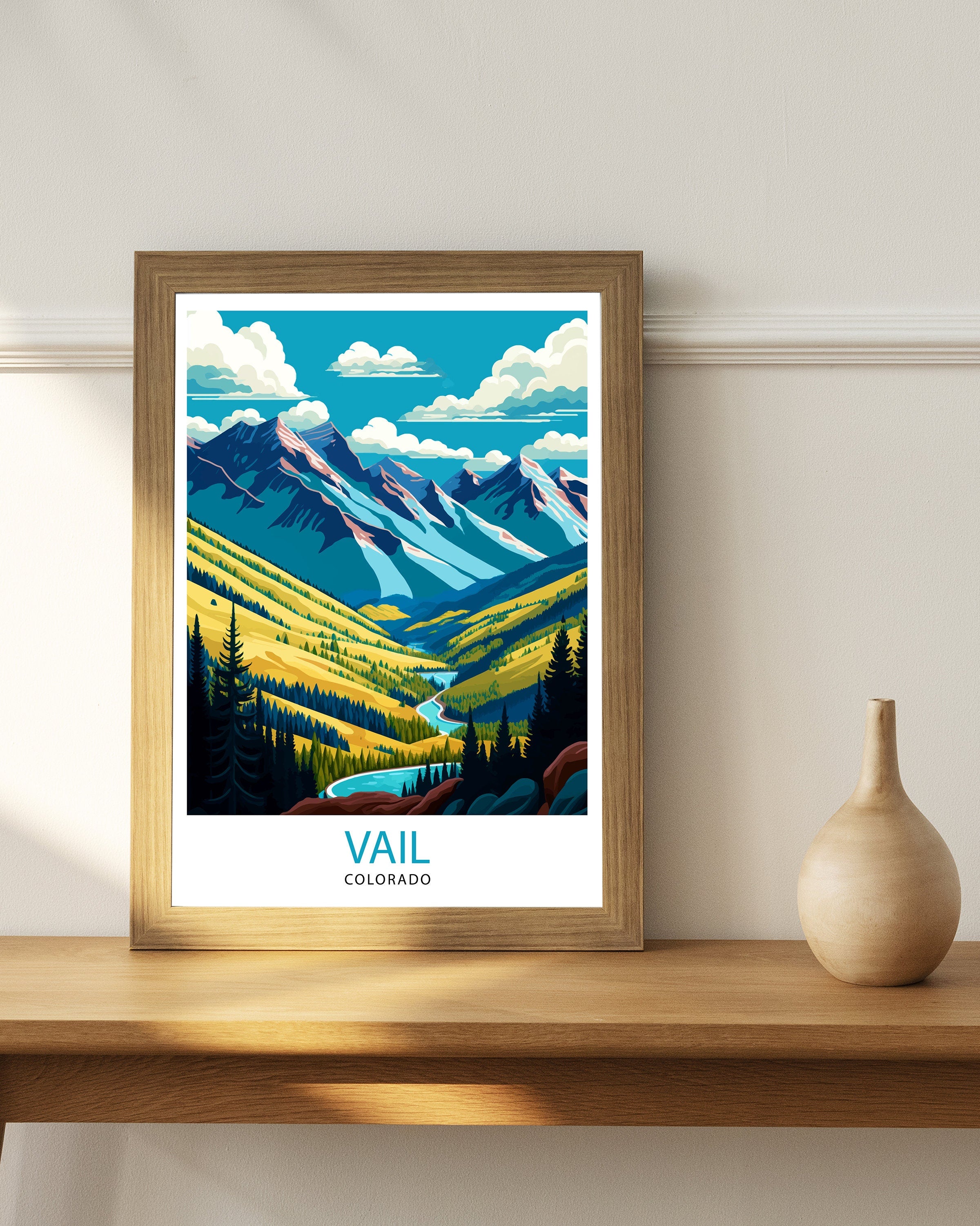 Vail Colorado Travel Poster Vail Wall Art Vail Mountain Print| Colorado Travel Decor Vail Ski Resort Poster Vail Colorado Art Vail Landscape