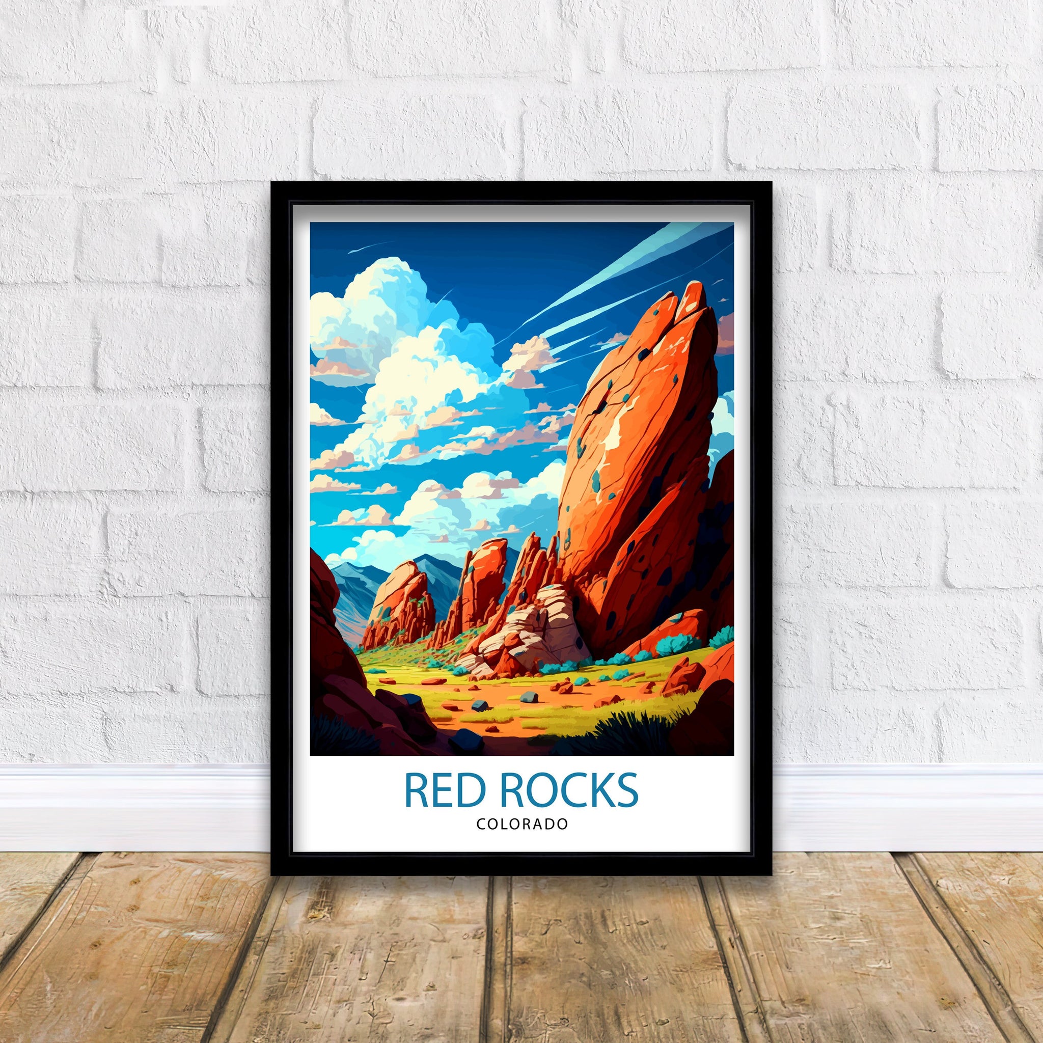 Red Rocks Colorado Travel Poster Colorado Wall Decor Red Rocks Art Print| Colorado Travel Prints Red Rocks Illustration Colorado Wall Art