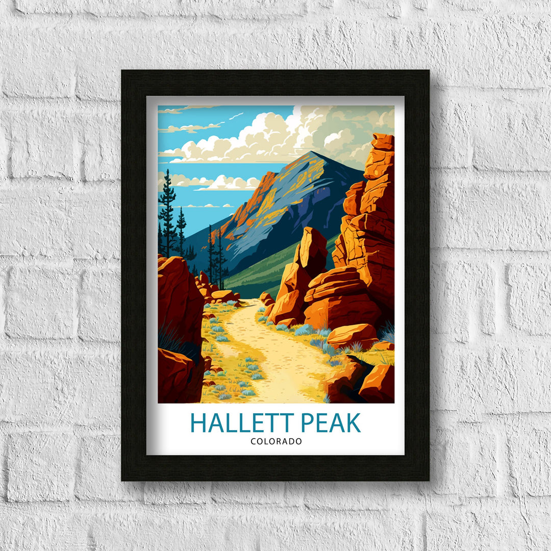 Hallett Peak Colorado Travel Poster Rocky Mountain Wall Decor Colorado Mountain Art Hallett Peak Print| Mountain Landscape Poster Colorado