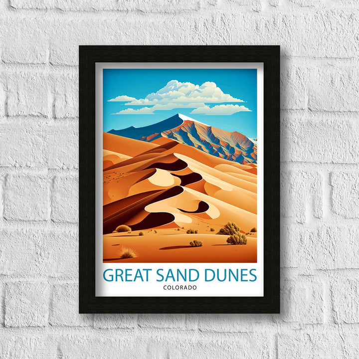 Great Sand Dunes Colorado Travel Poster Sand Dunes Wall Art Colorado Landscape Poster Travel Decor Nature Art Gift for Colorado Travelers