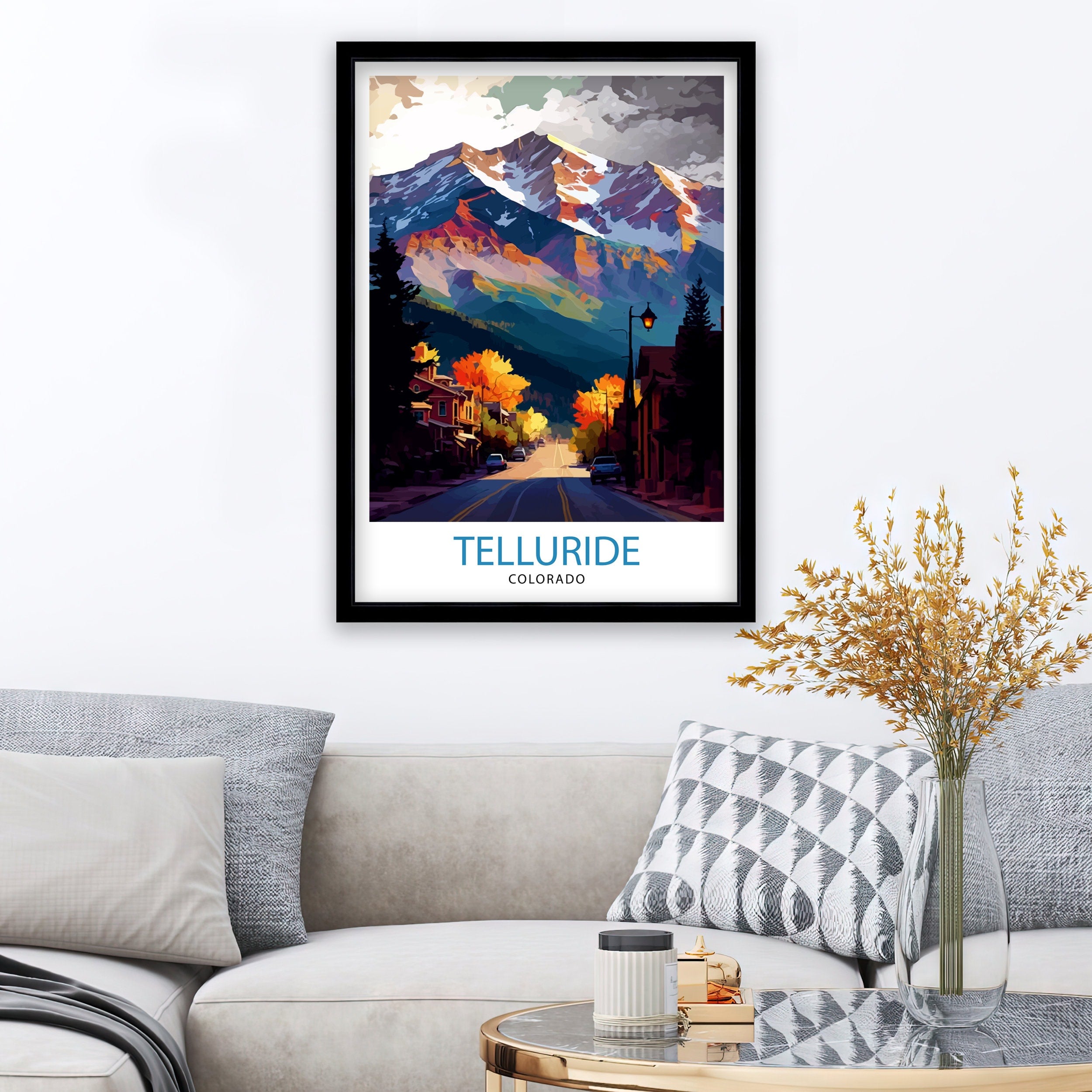 Telluride Colorado Travel Poster Telluride Wall Art Telluride Print| Colorado Travel Prints Telluride Art Print Telluride Illustration