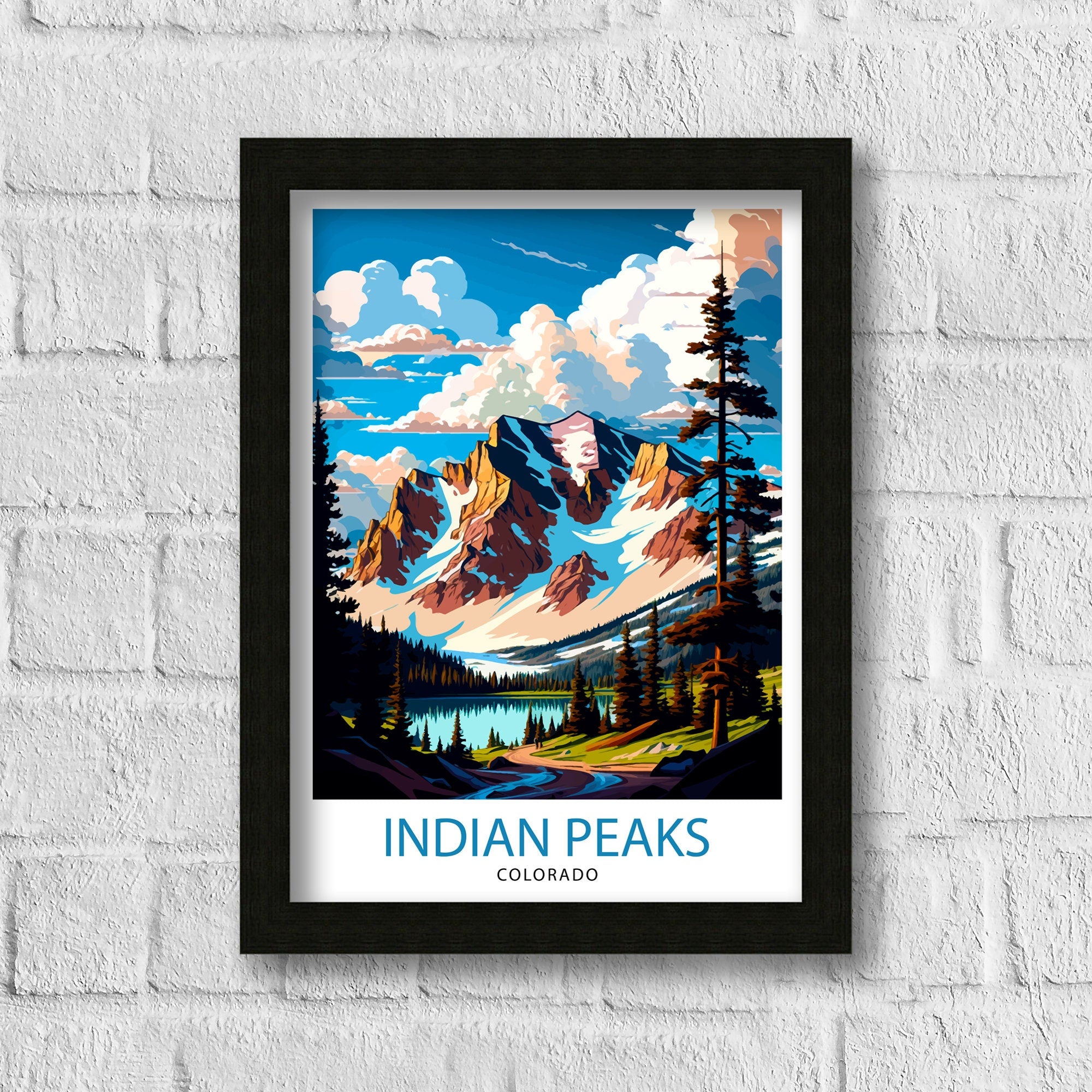 Indian Peaks Colorado Travel Poster Mountain Wall Art Nature Landscape Print Colorado Art Decor Gift for Outdoor