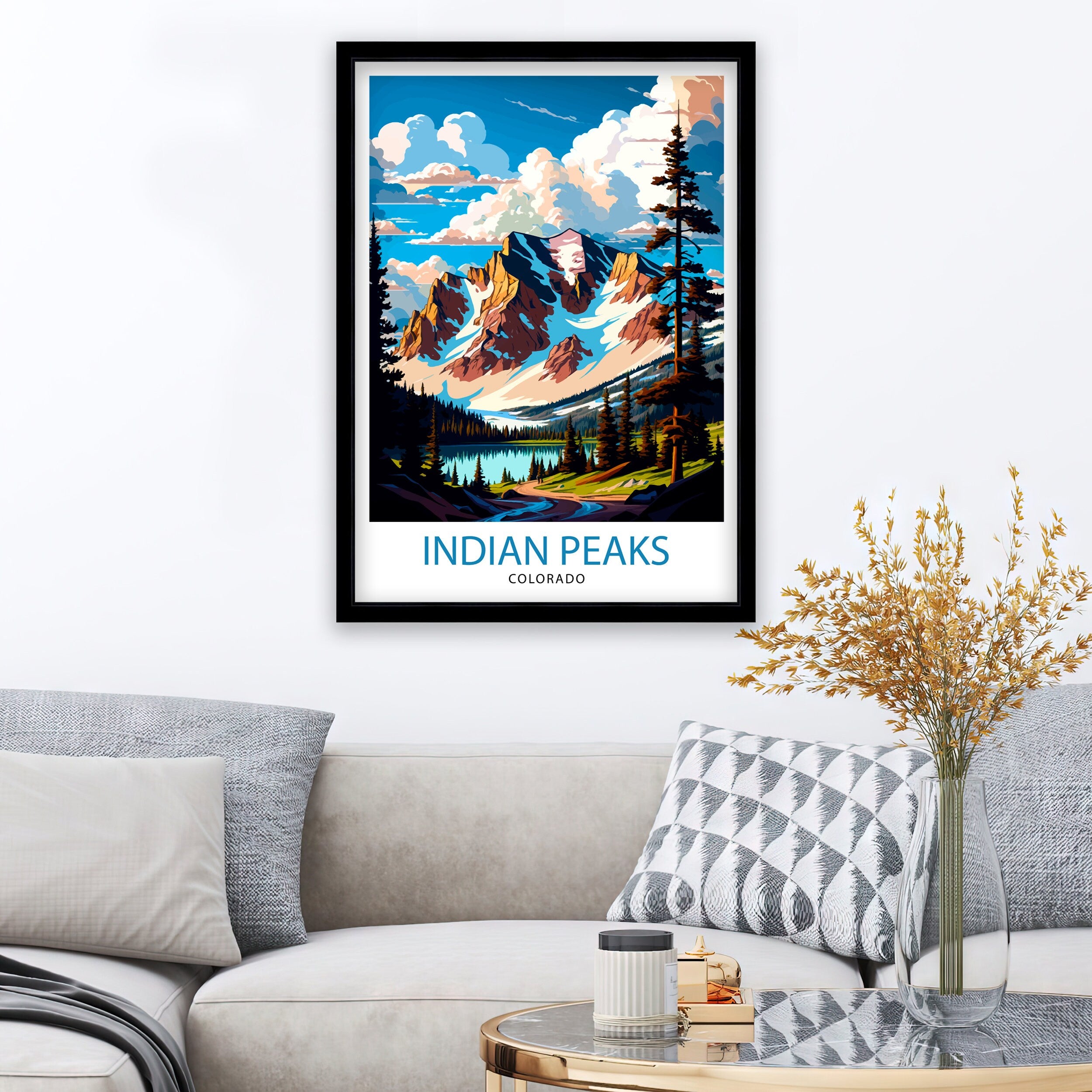 Indian Peaks Colorado Travel Poster Mountain Wall Art Nature Landscape Print Colorado Art Decor Gift for Outdoor