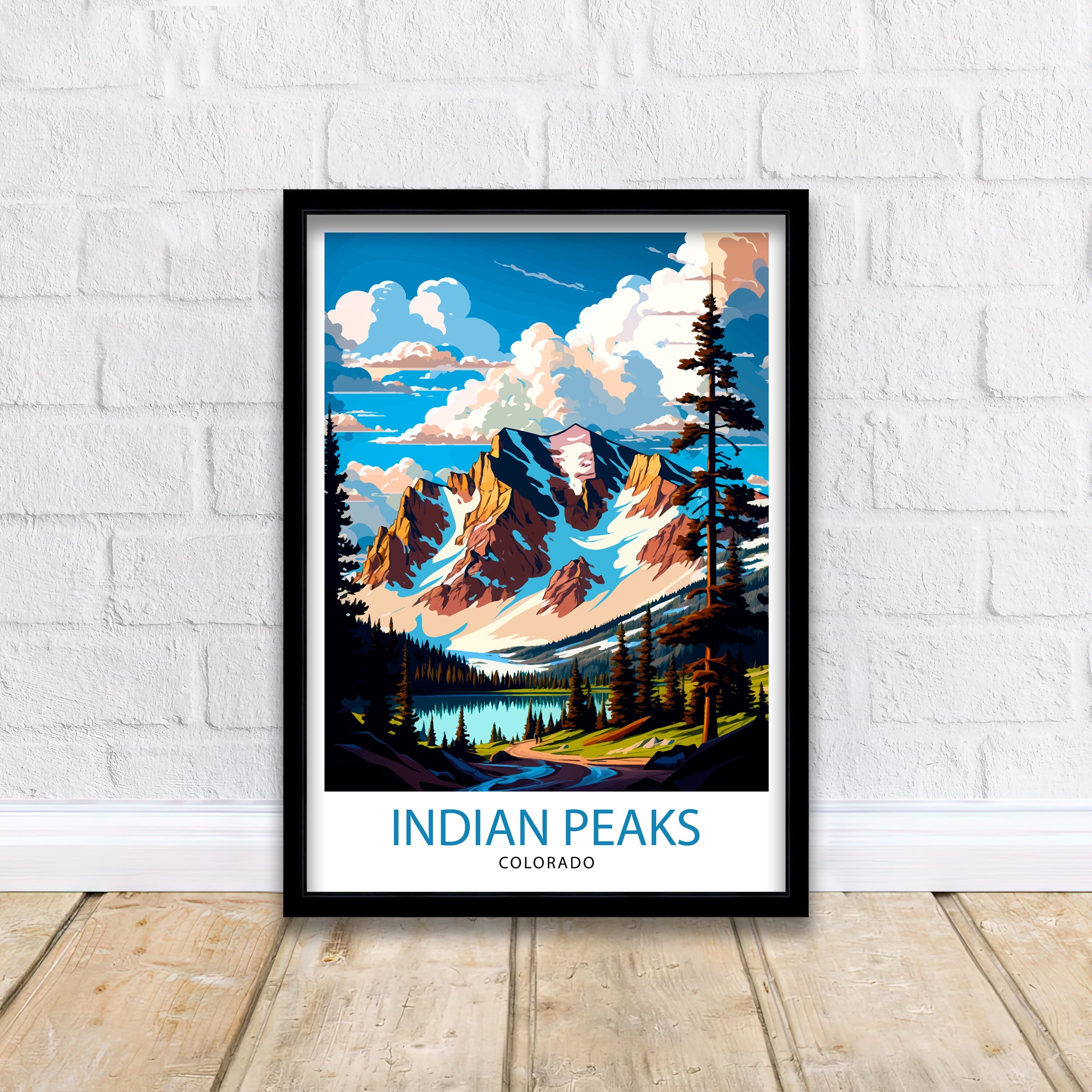 Indian Peaks Colorado Travel Poster Mountain Wall Art Nature Landscape Print Colorado Art Decor Gift for Outdoor