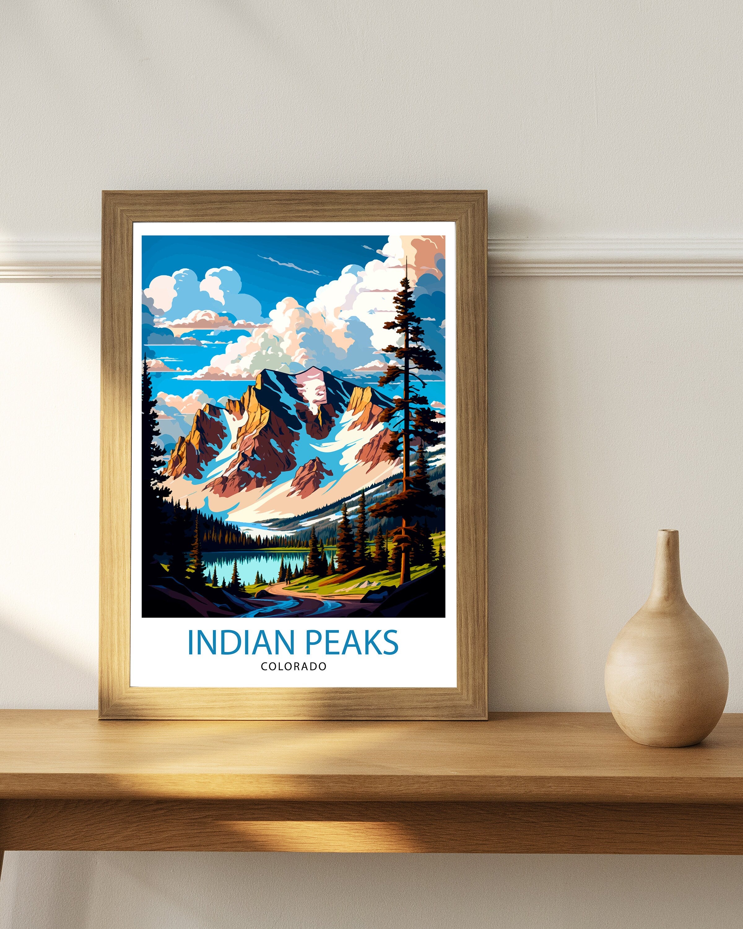 Indian Peaks Colorado Travel Poster Mountain Wall Art Nature Landscape Print Colorado Art Decor Gift for Outdoor
