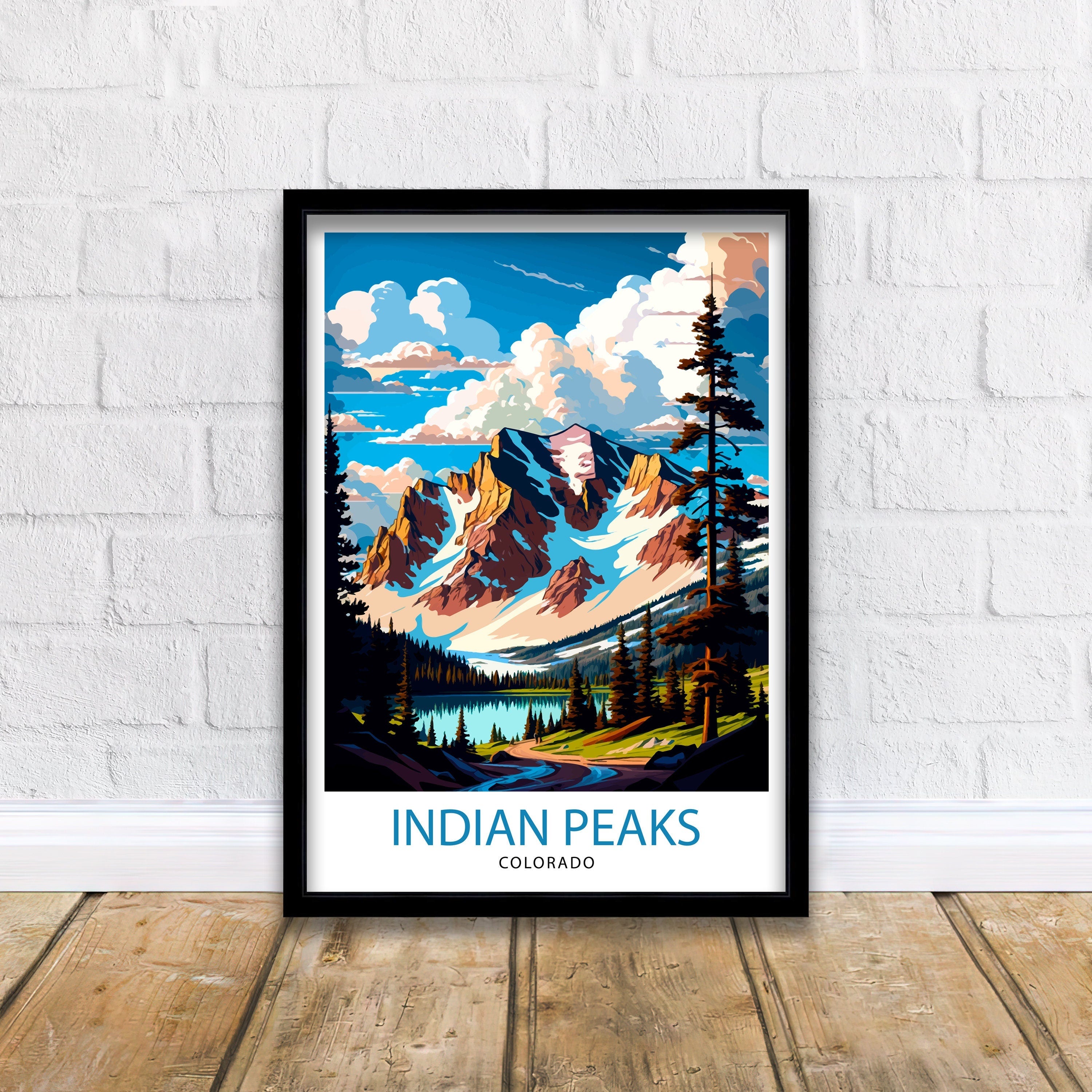 Indian Peaks Colorado Travel Poster Mountain Wall Art Nature Landscape Print Colorado Art Decor Gift for Outdoor