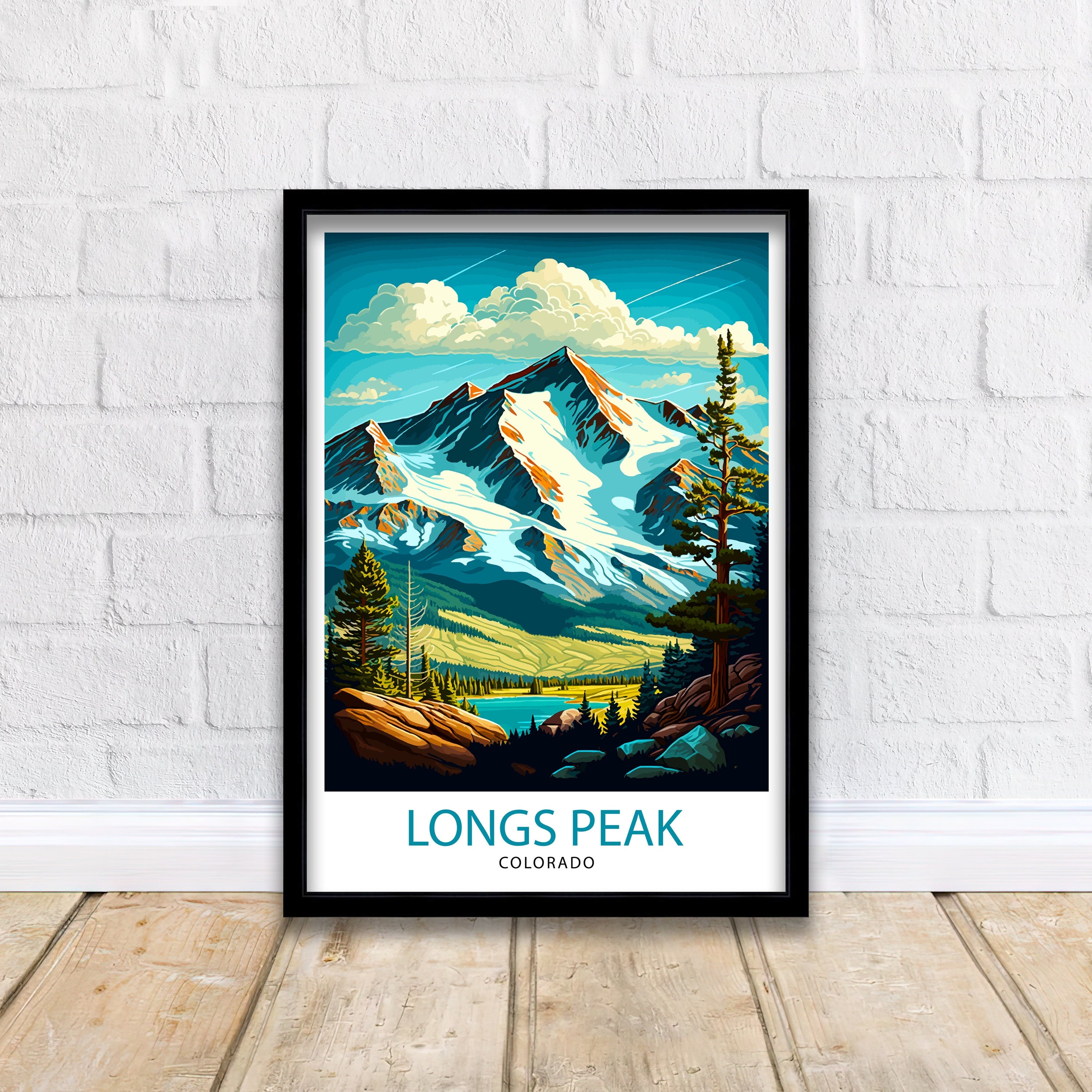 Longs Peak Colorado Travel Poster Mountain Wall Art Colorado Landscape Print| Longs Peak Art Rocky Mountains Decor