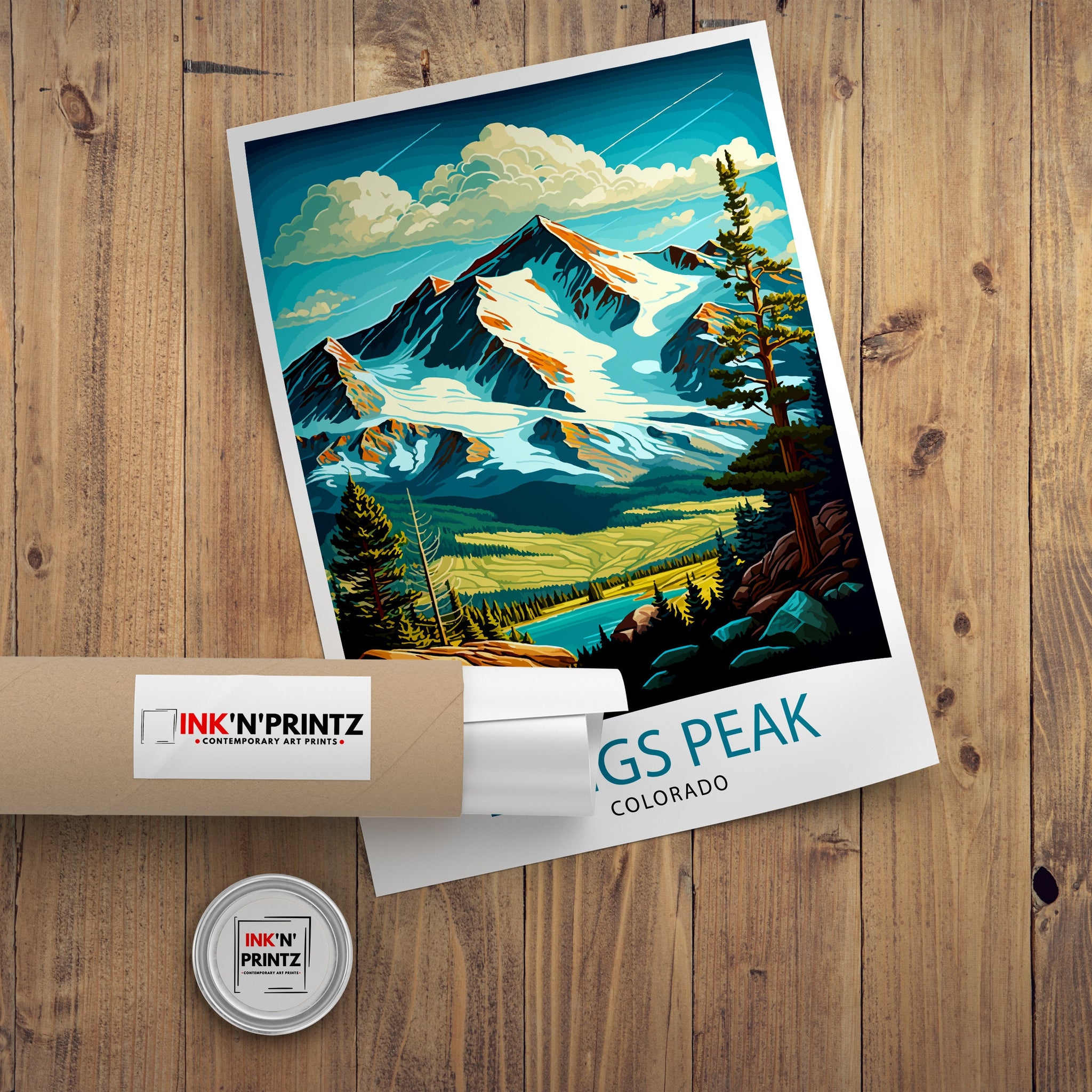 Longs Peak Colorado Travel Poster Mountain Wall Art Colorado Landscape Print| Longs Peak Art Rocky Mountains Decor